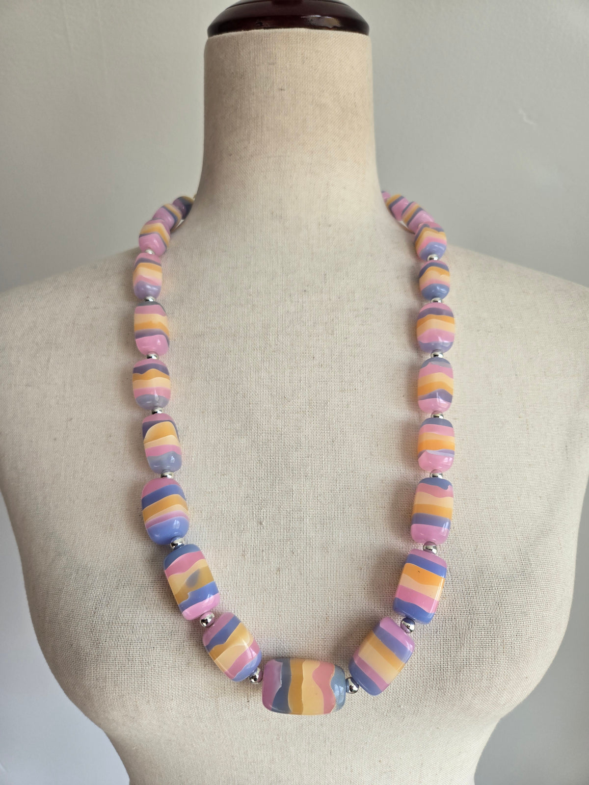 Vintage Colorful Acrylic Bead Statement Necklace