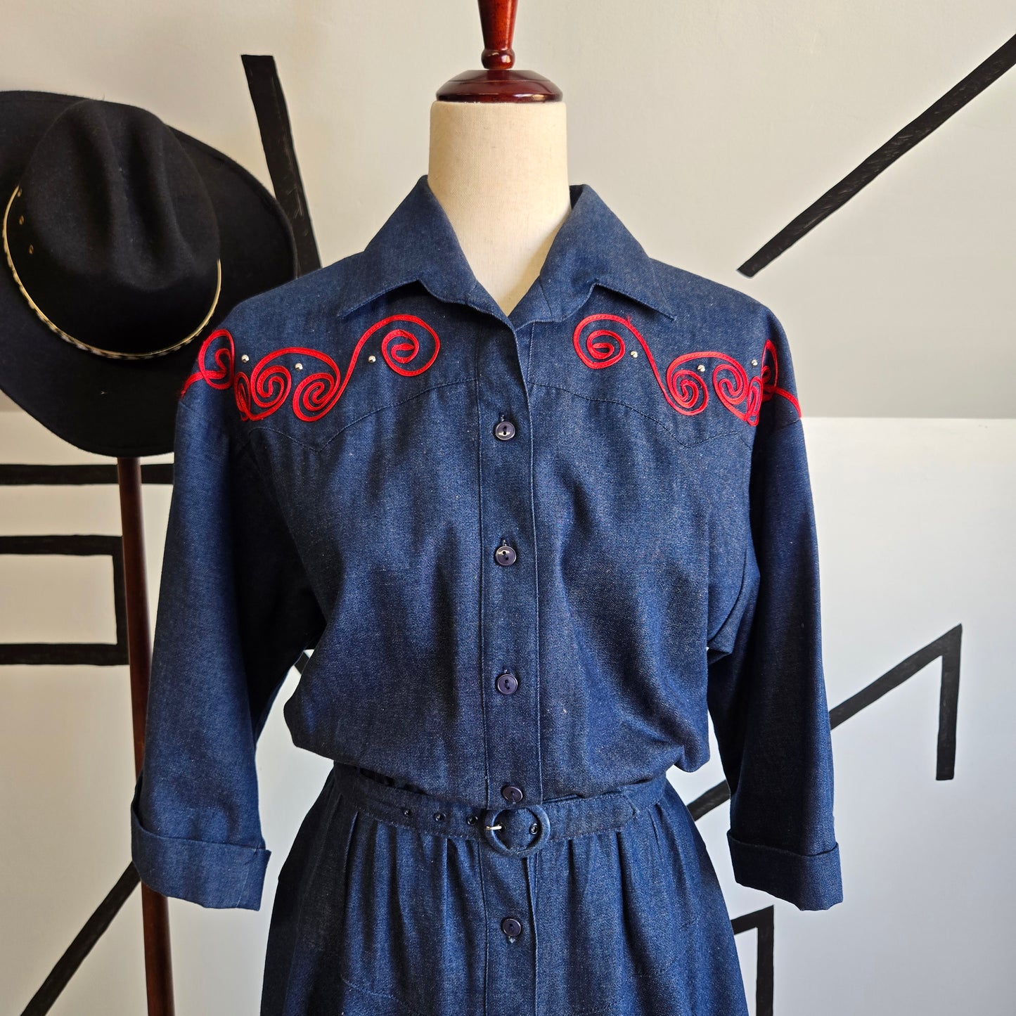 Willi of California Vintage Western Denim Dress - Size 12