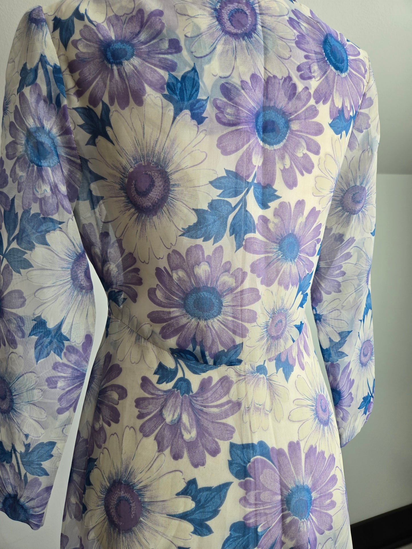 Vintage 70s Shear Floral Duster - Small