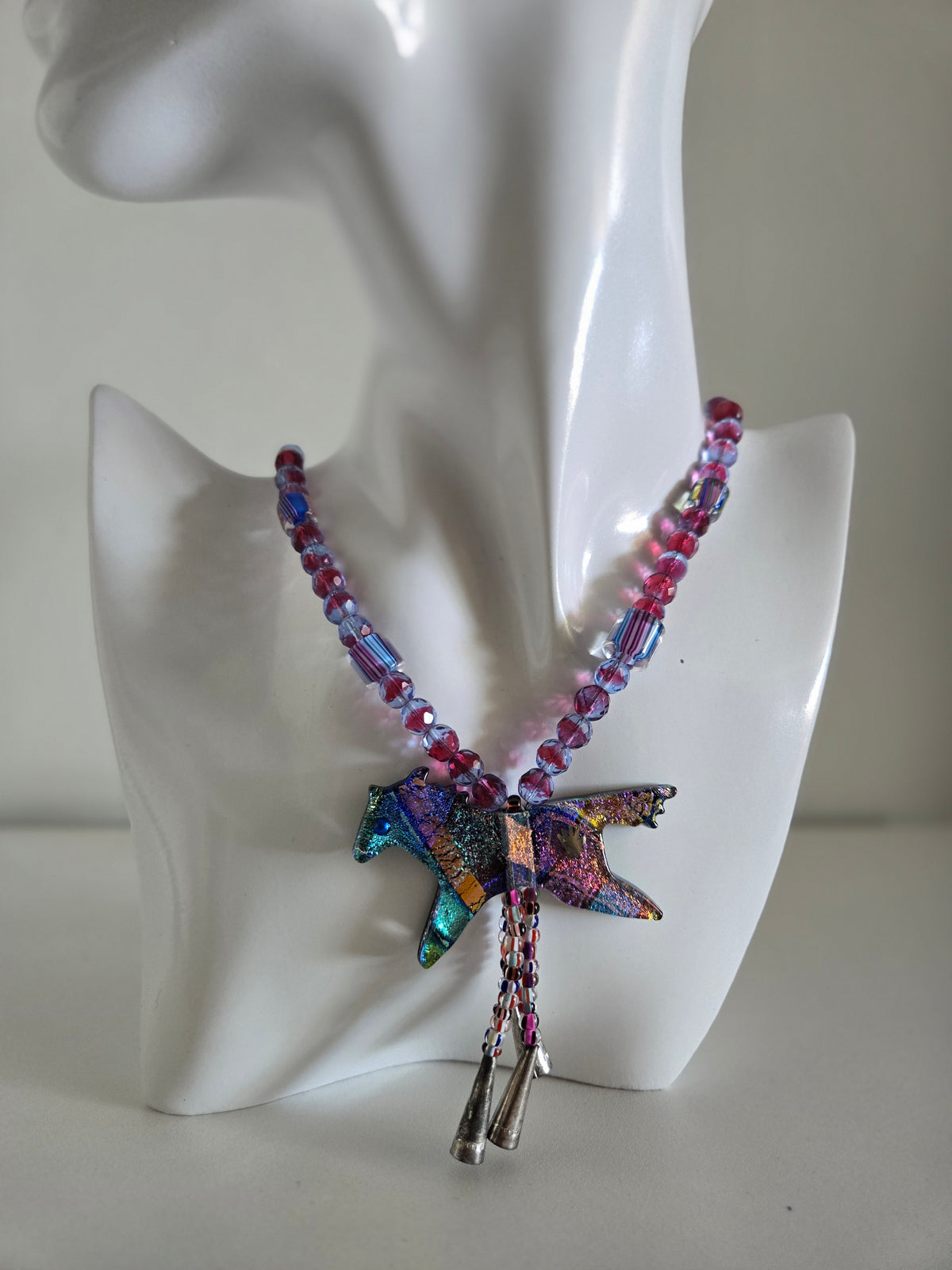 Art Glass Dichroic Horse Bolo Style Necklace