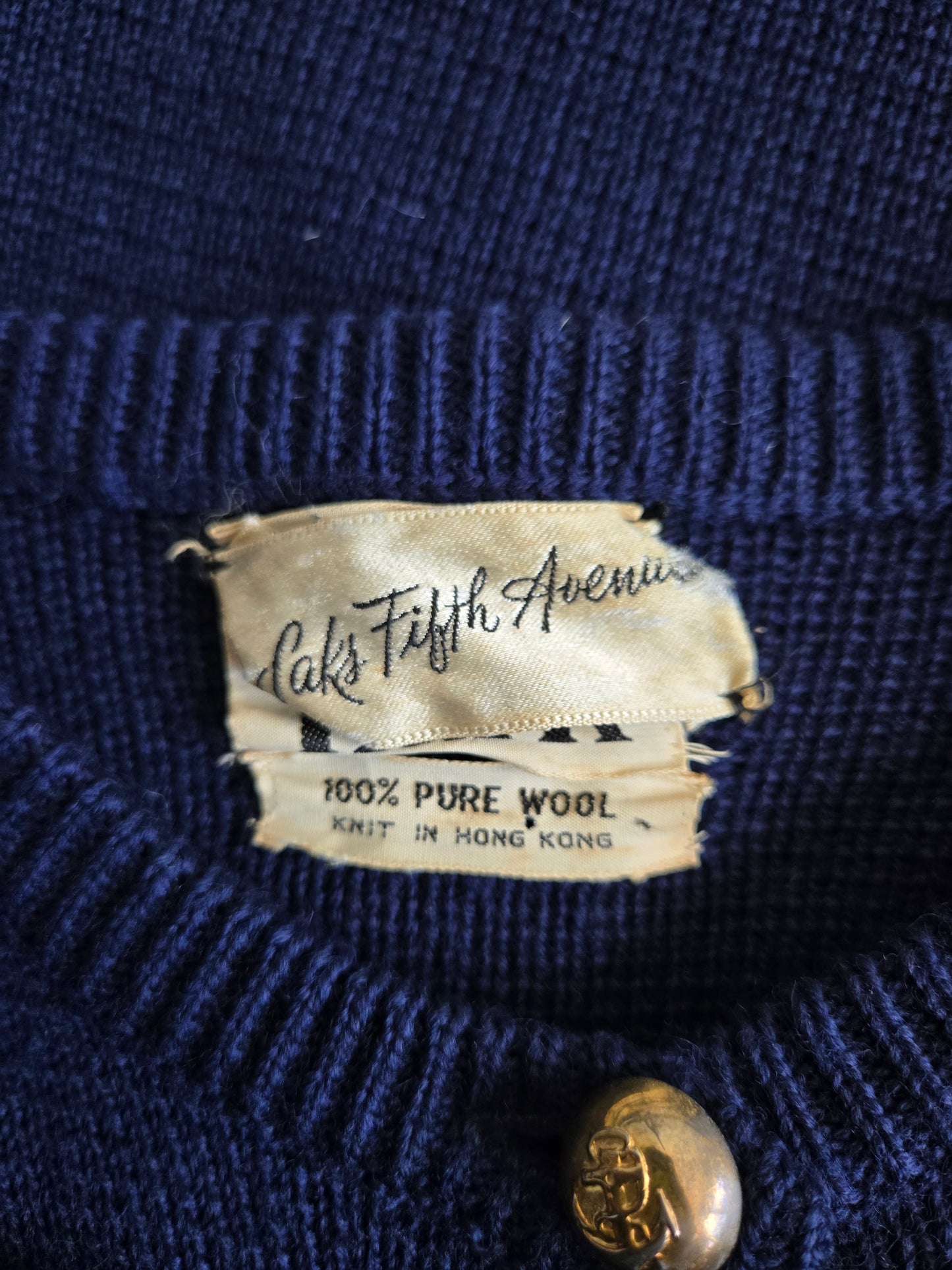 Vintage 1950s Saks Fifth Avenue Wool Nautical Cardigan - XS/S