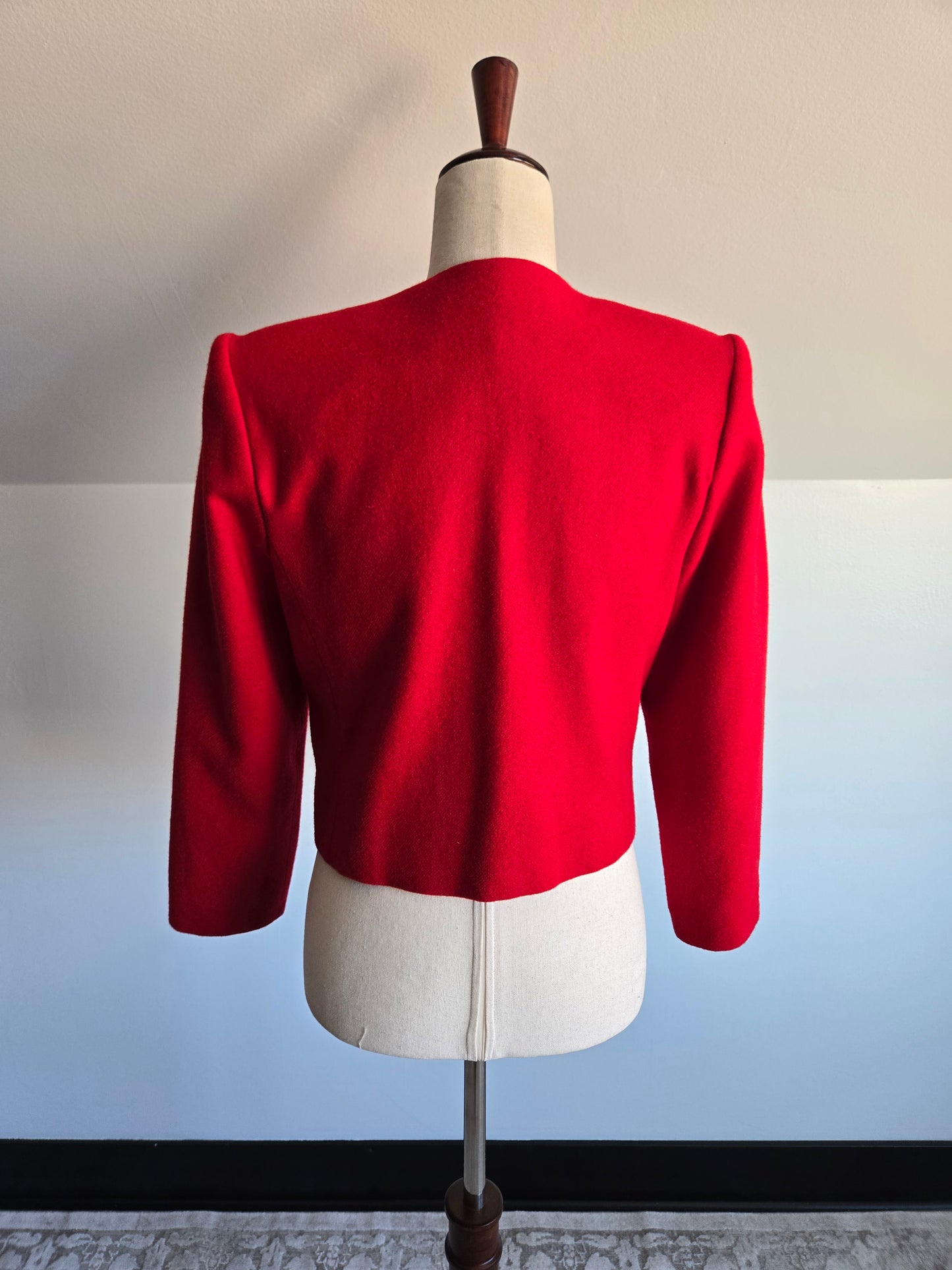 Vintage Michelle Red Cropped Wool Blazer - Small