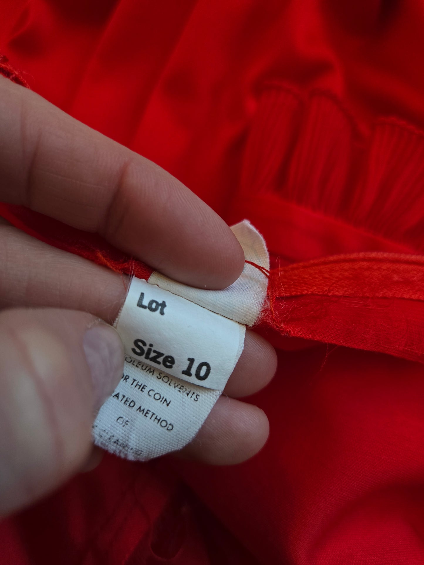 Vintage 1970s Red Dress with Ruffle Front Detail - small