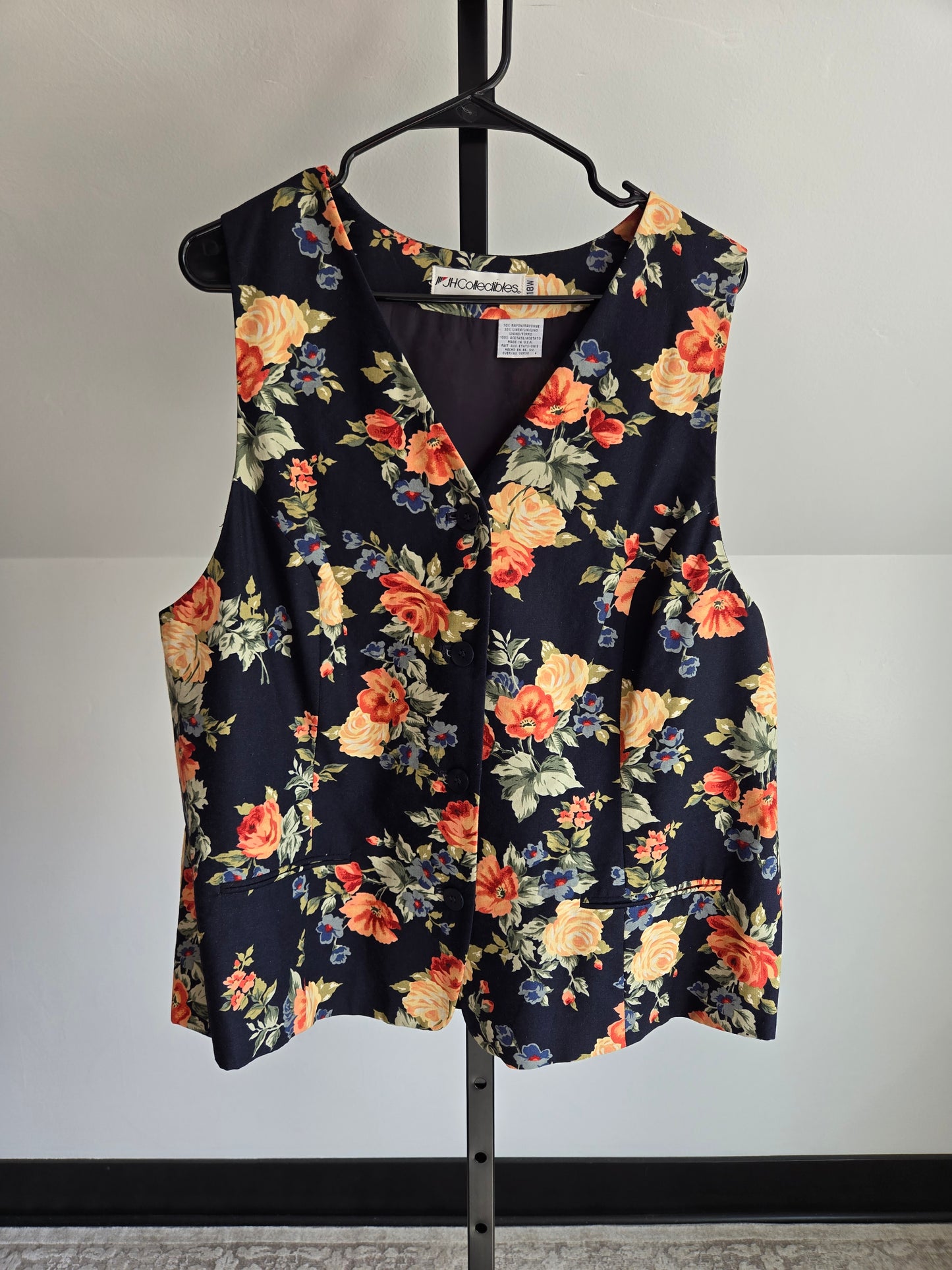 JH Collectibles Vintage Navy Floral Vest - XL
