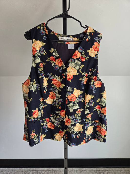 JH Collectibles Vintage Navy Floral Vest - XL