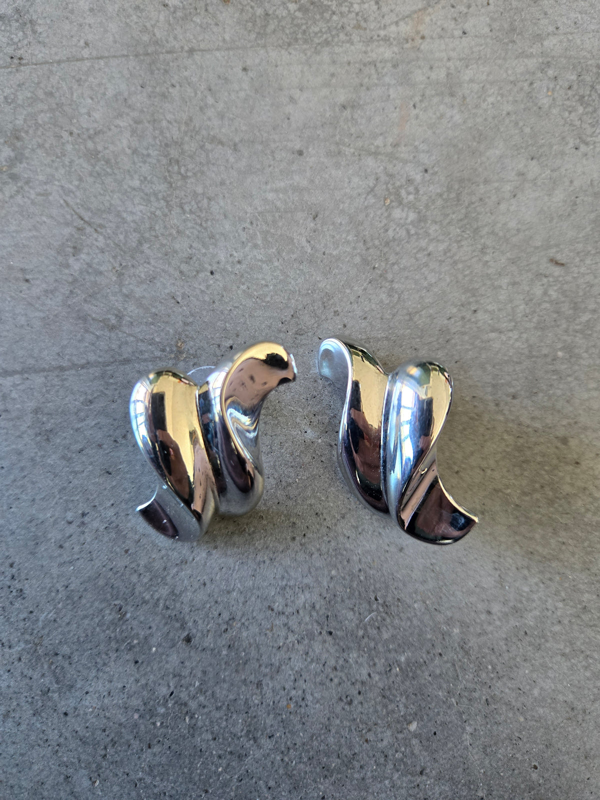 Vintage Silver Tone Regal Shaped Earrings - Pierced