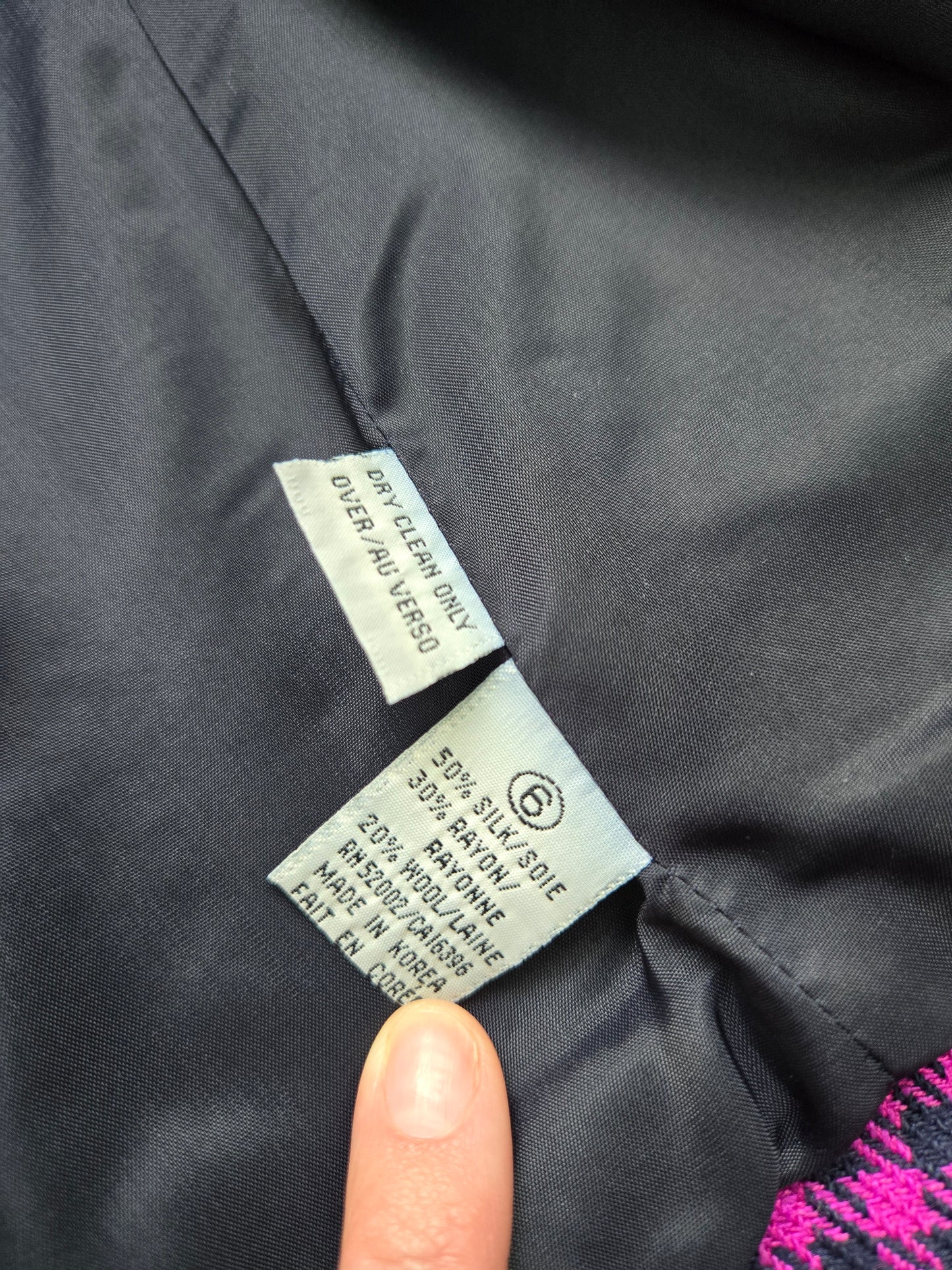 Liz Claiborne Vintage Silk/Wool Tweed Pink Plaid - Small