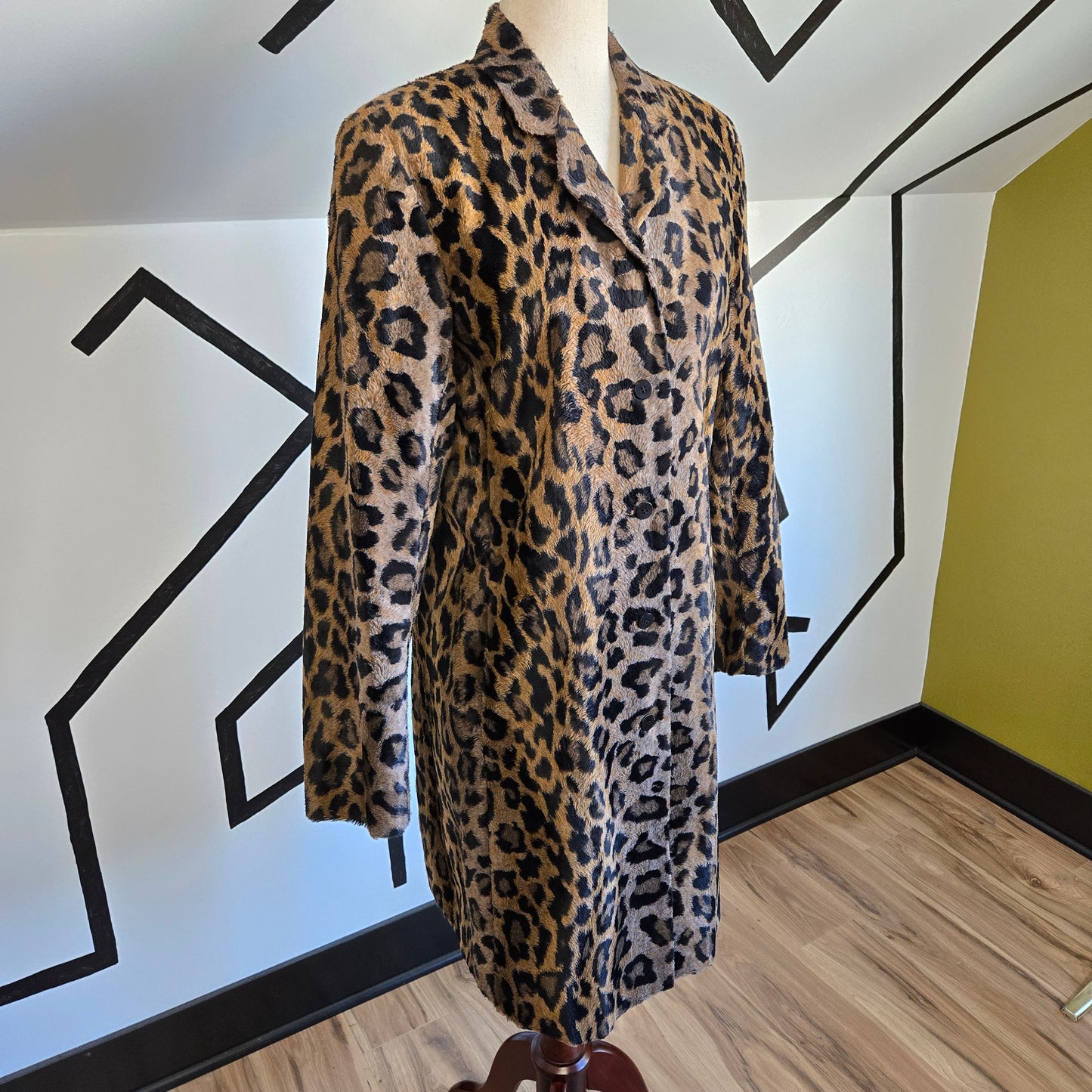 ISDA & CO Leopard Print Faux Fur Peacoat - Medium