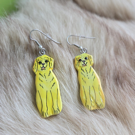 Hand Painted Dog Earrings - Pierced