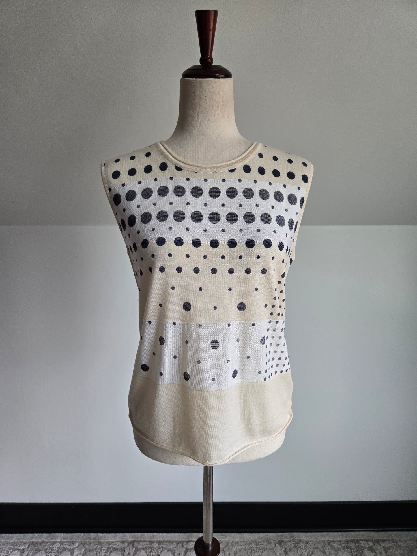 Piazza Sempione Silk/Cotton Geometric Print Sleeveless Top -