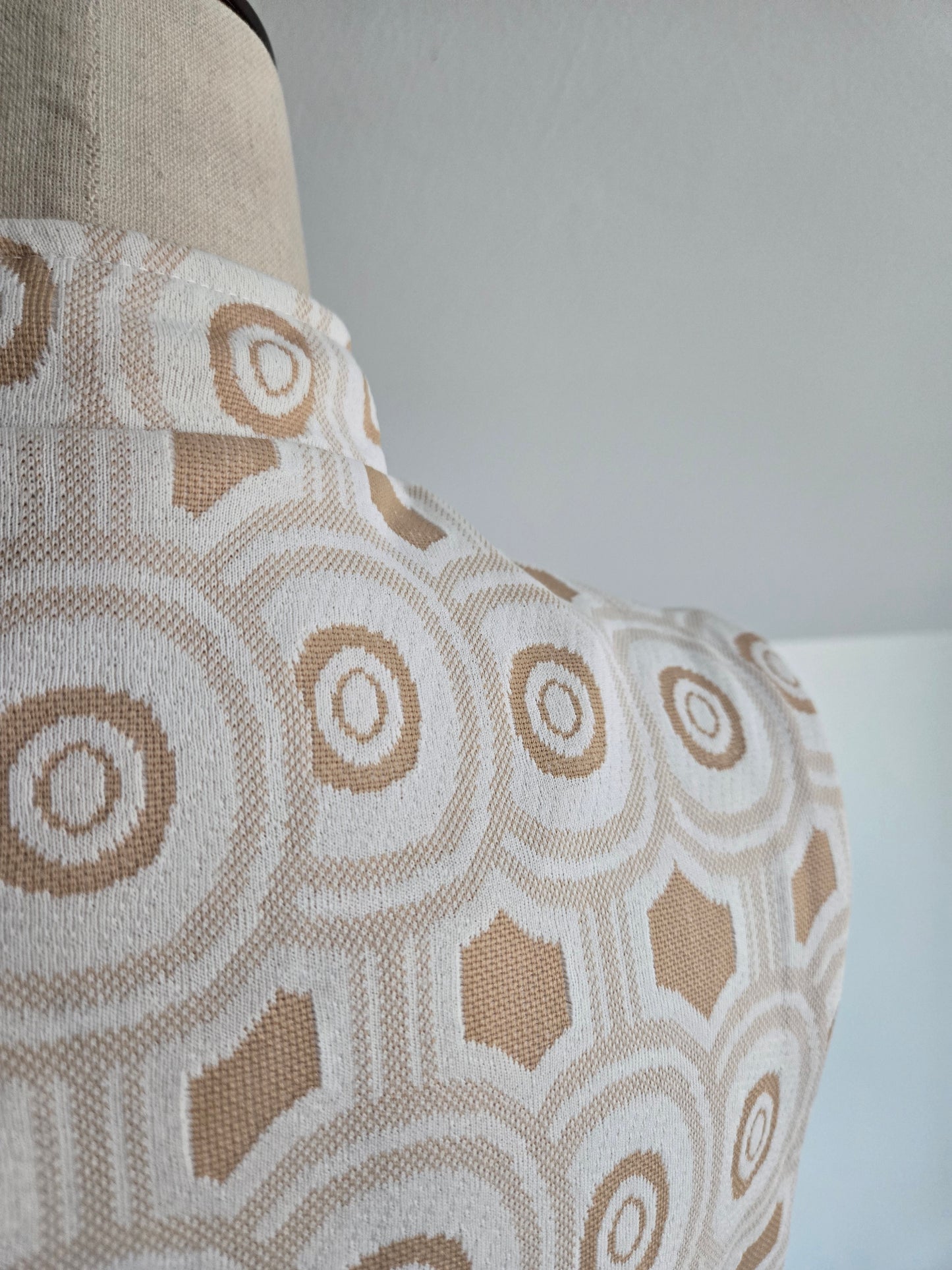 Vintage 70s Mod Geo Pattern Knit Dress - M/L