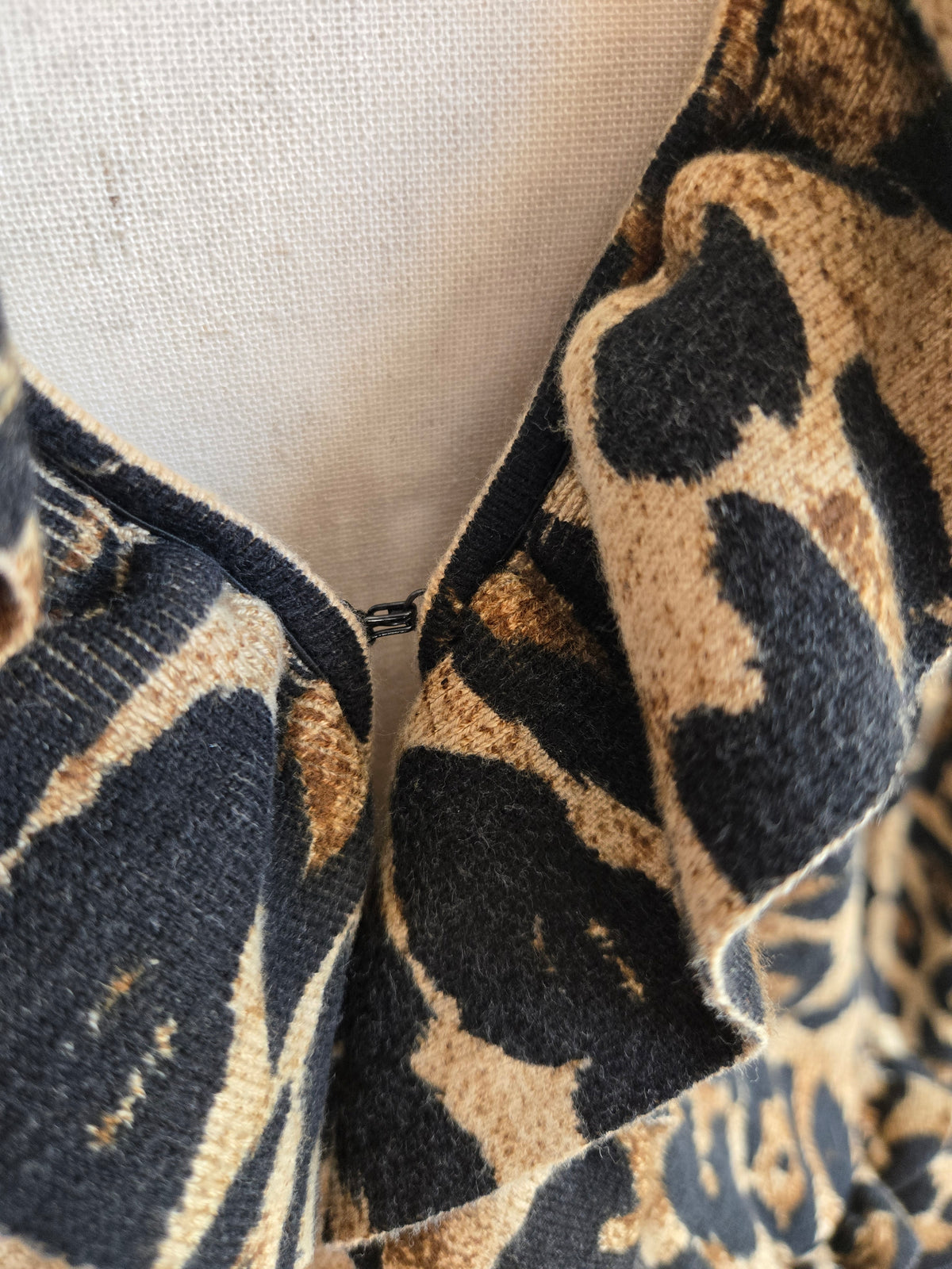 INC Y2K Leopard Ruffled Cardigan - S/M