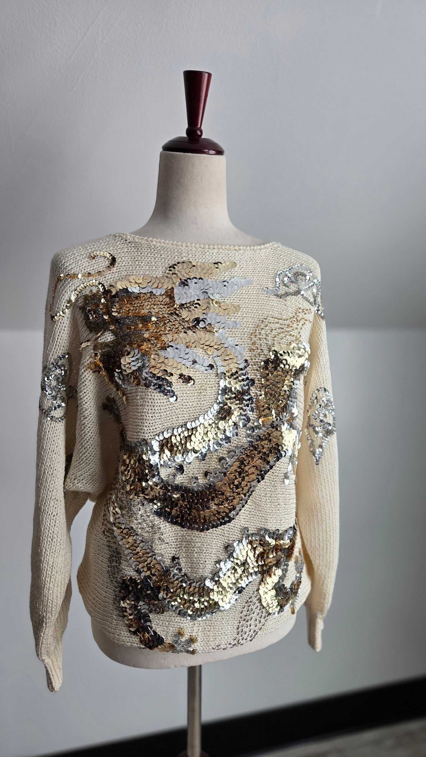 Nannell Vintage 80s Sequin Dragon Sweater - medium