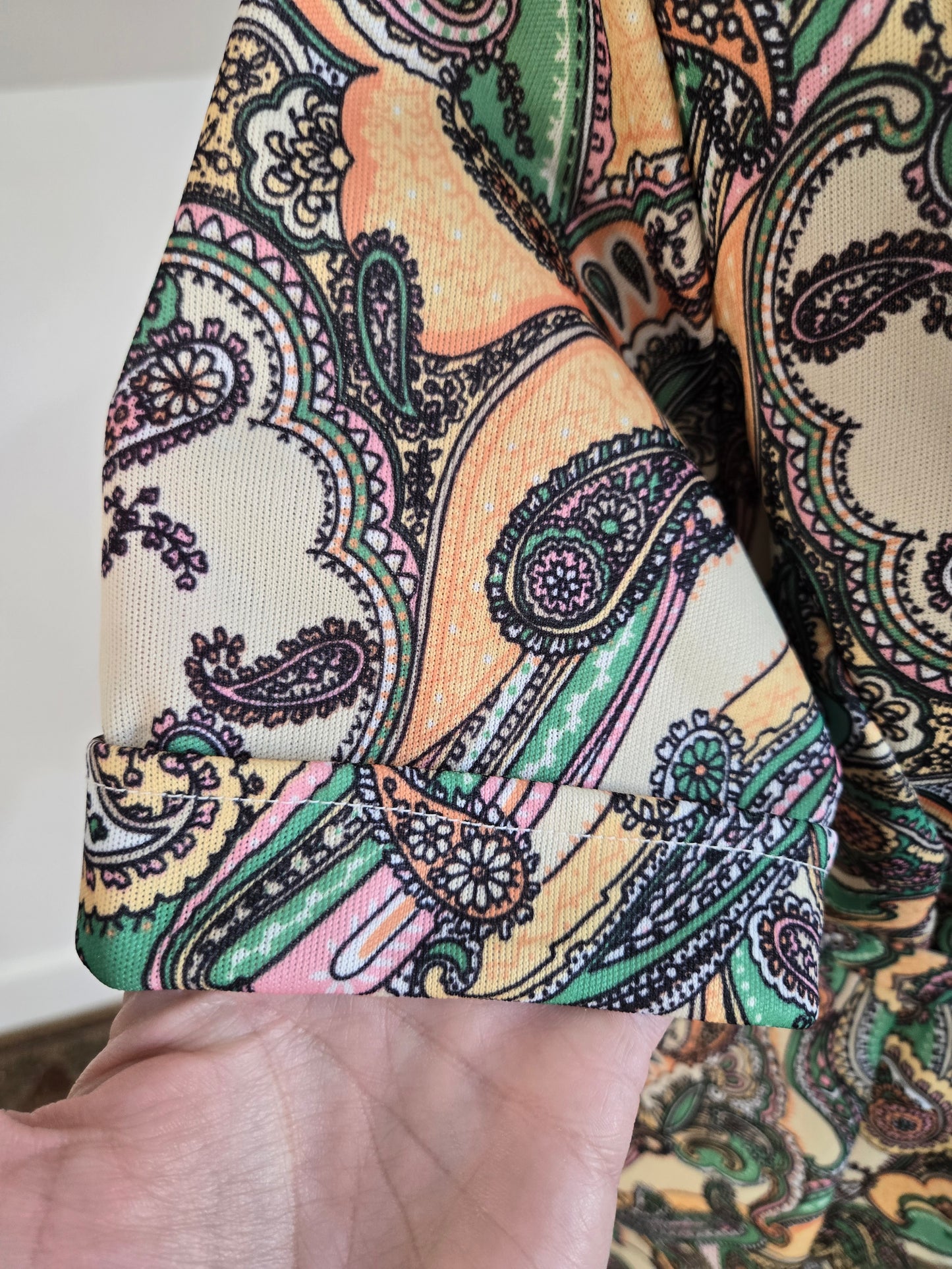 Vintage 70s Paisley Print Mini Dress - large