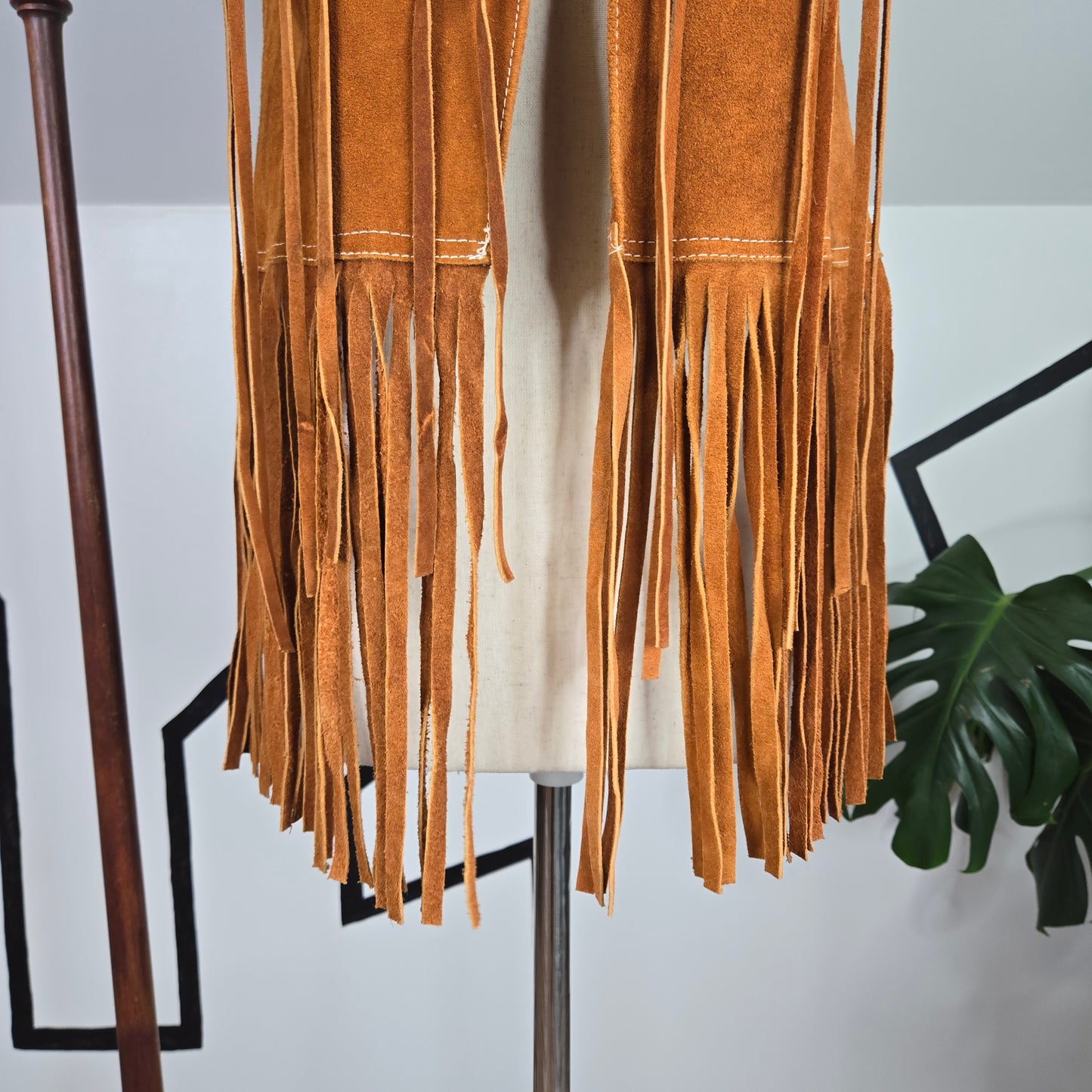 Authentic Genuine Suede Fringe Leather Vest Made in Mexico - size 32