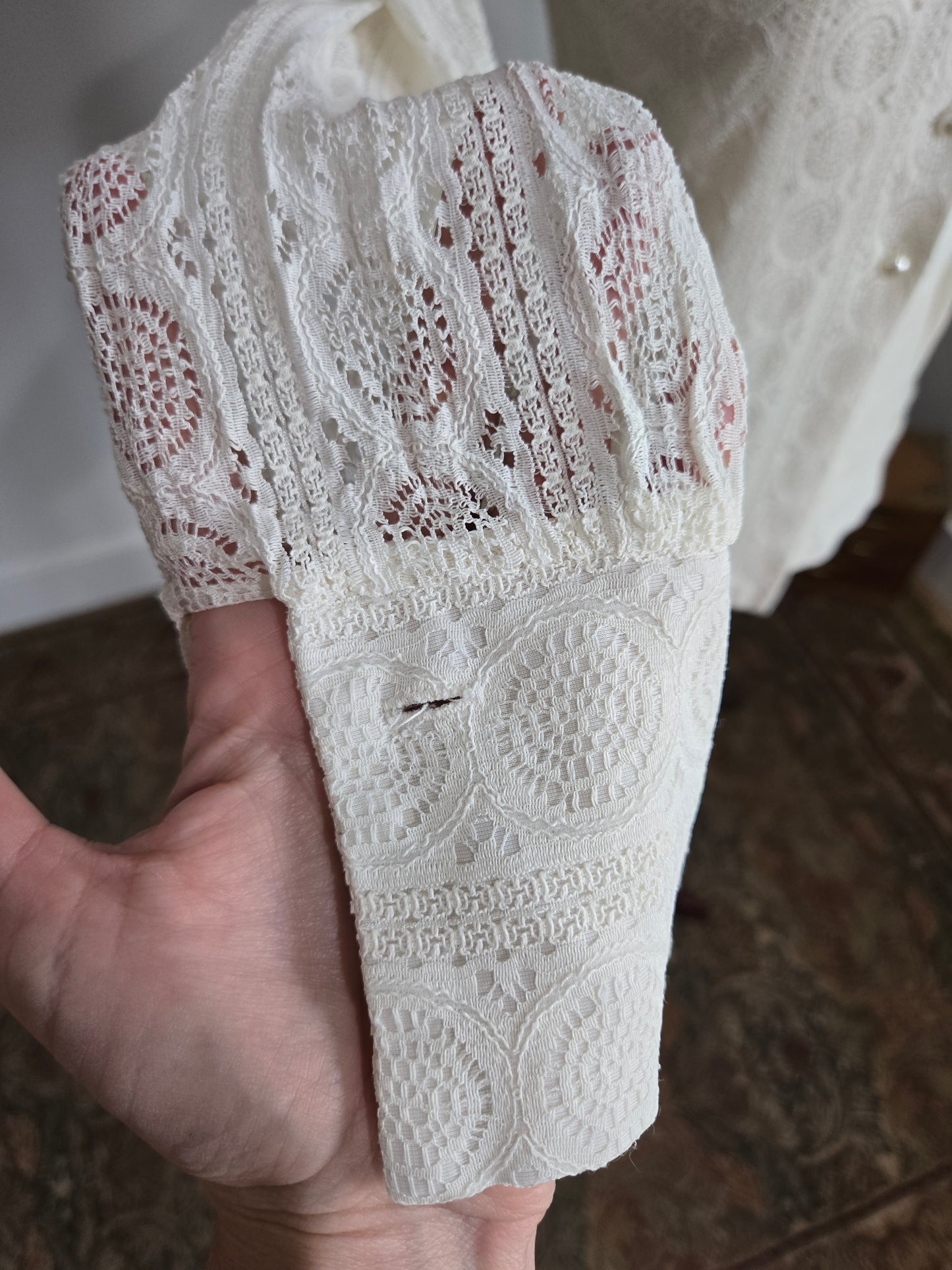 Alex Coleman Vintage 70s Lace Button Down Top - XS/S