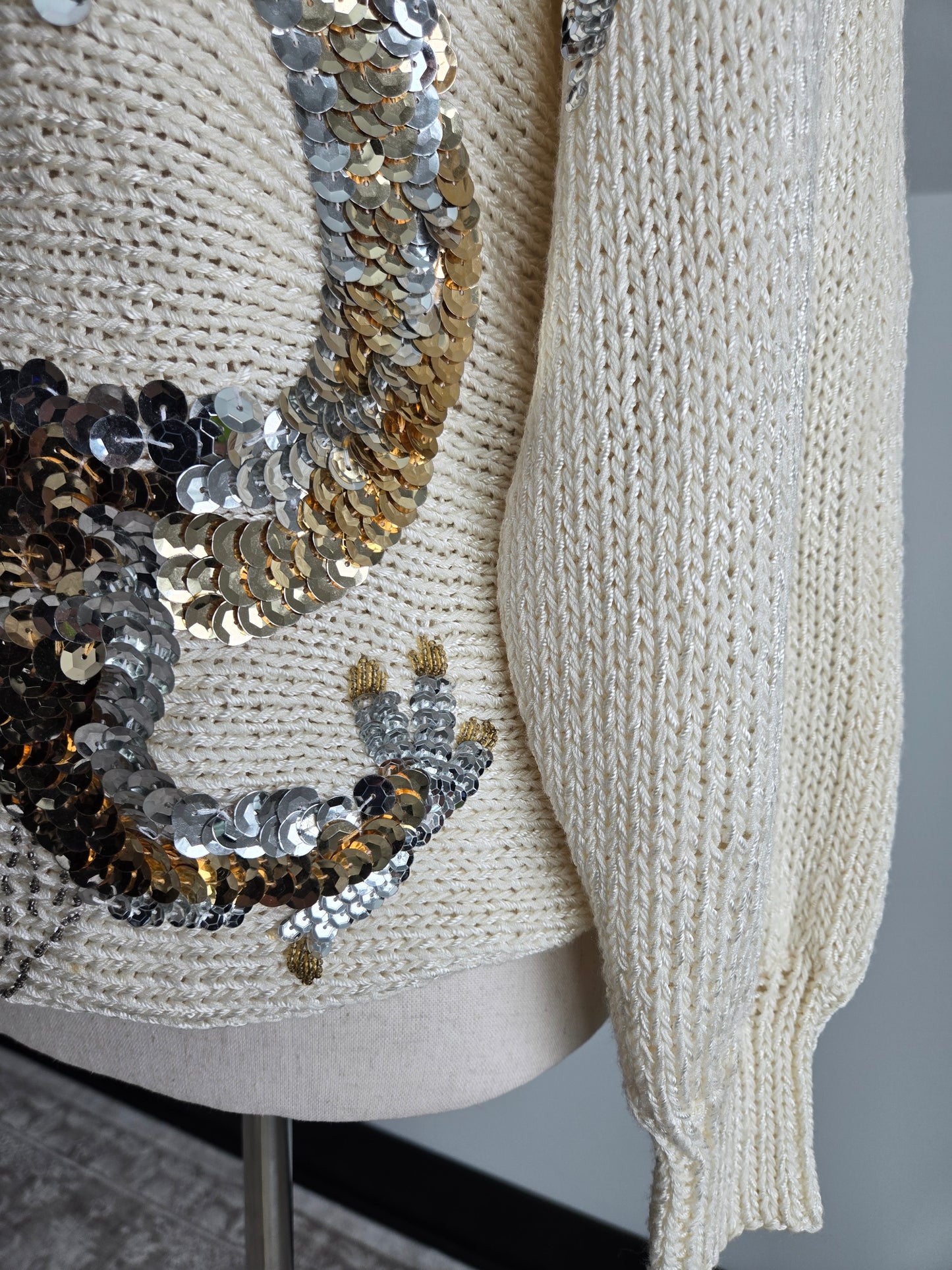 Nannell Vintage 80s Sequin Dragon Sweater - medium