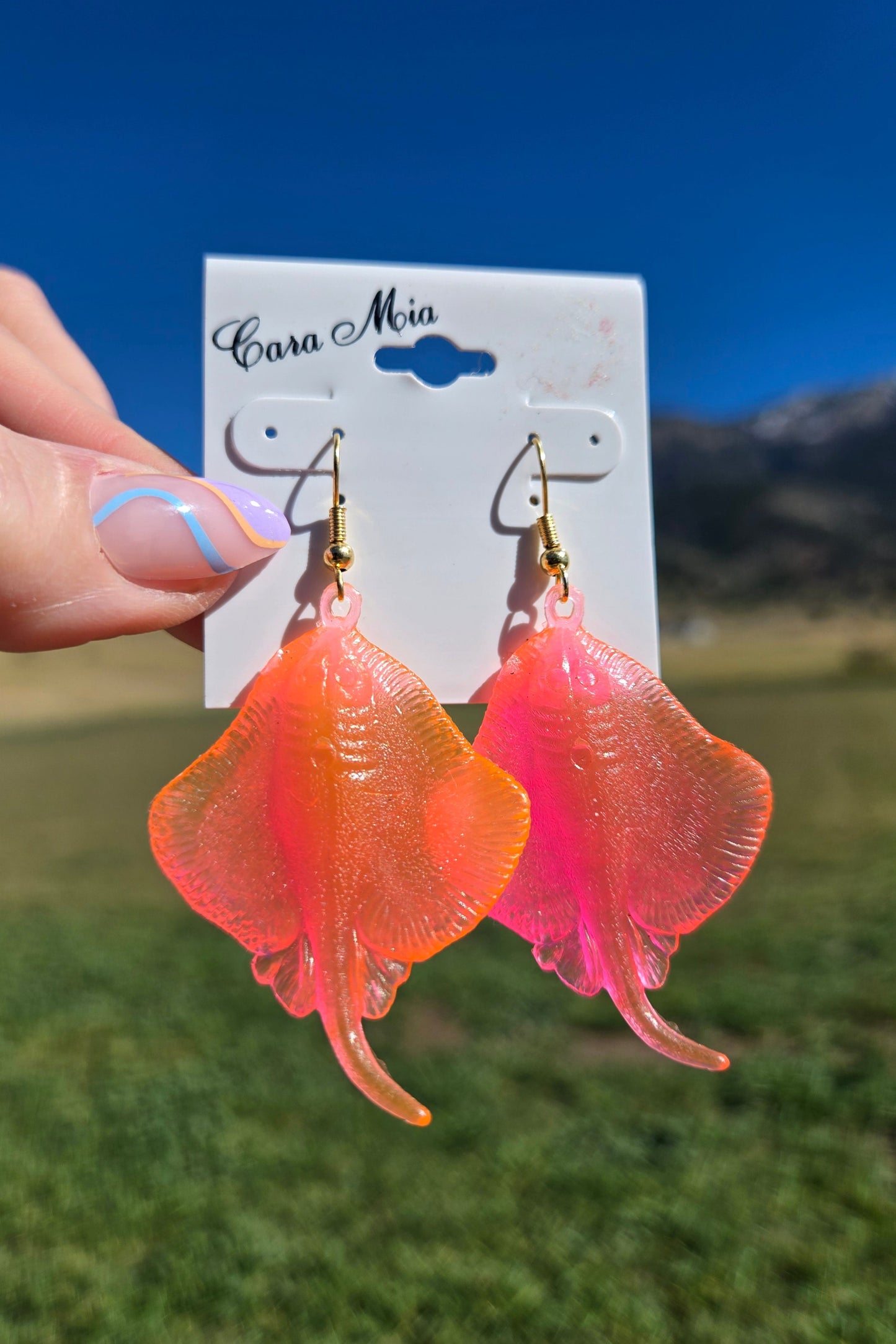 Deadstock Cara Mia Pink Rubber Singray Earrings - #2