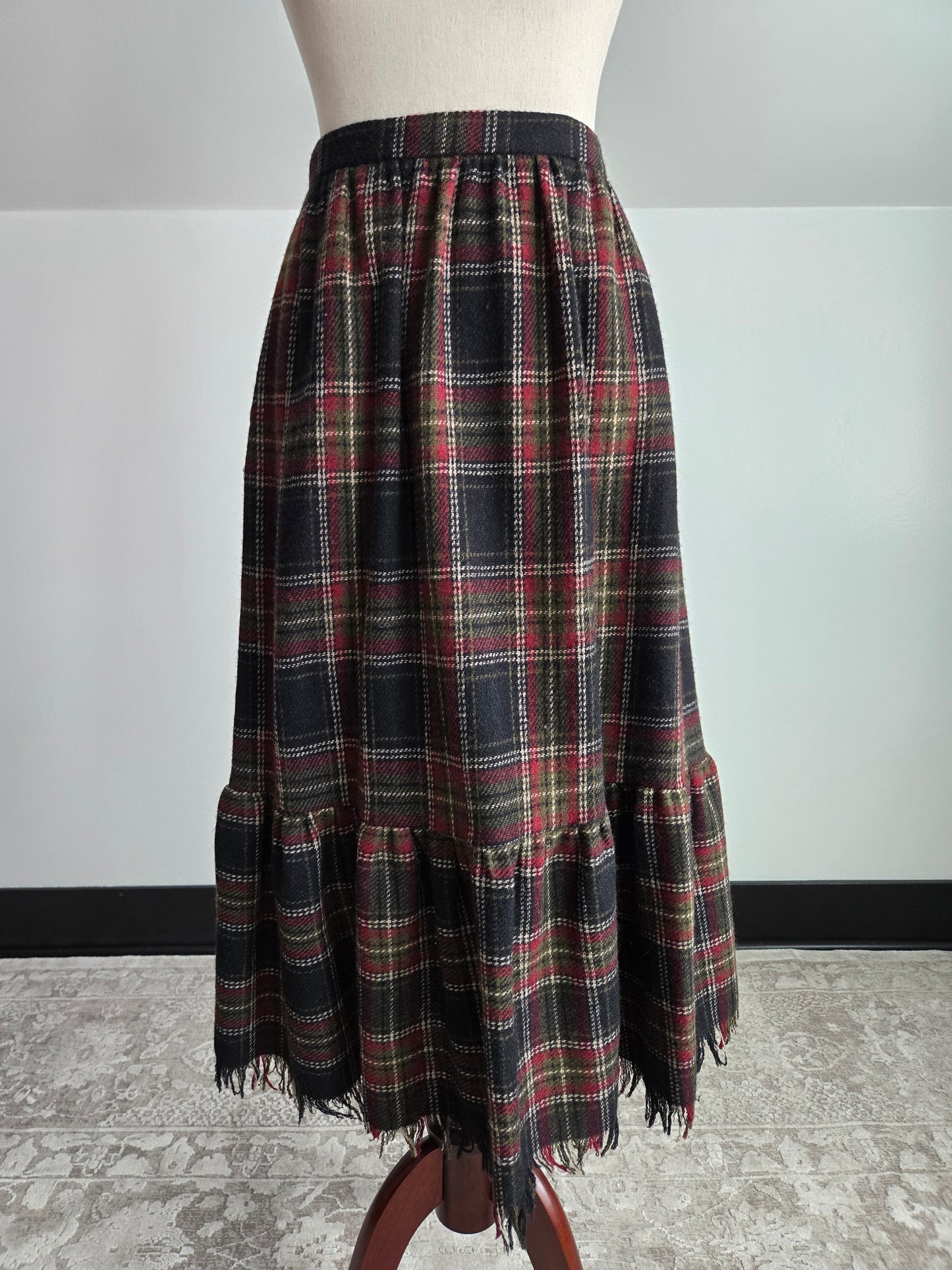 Dana Point California Vintage 80s Wool Plaid Blanket Skirt - W28"