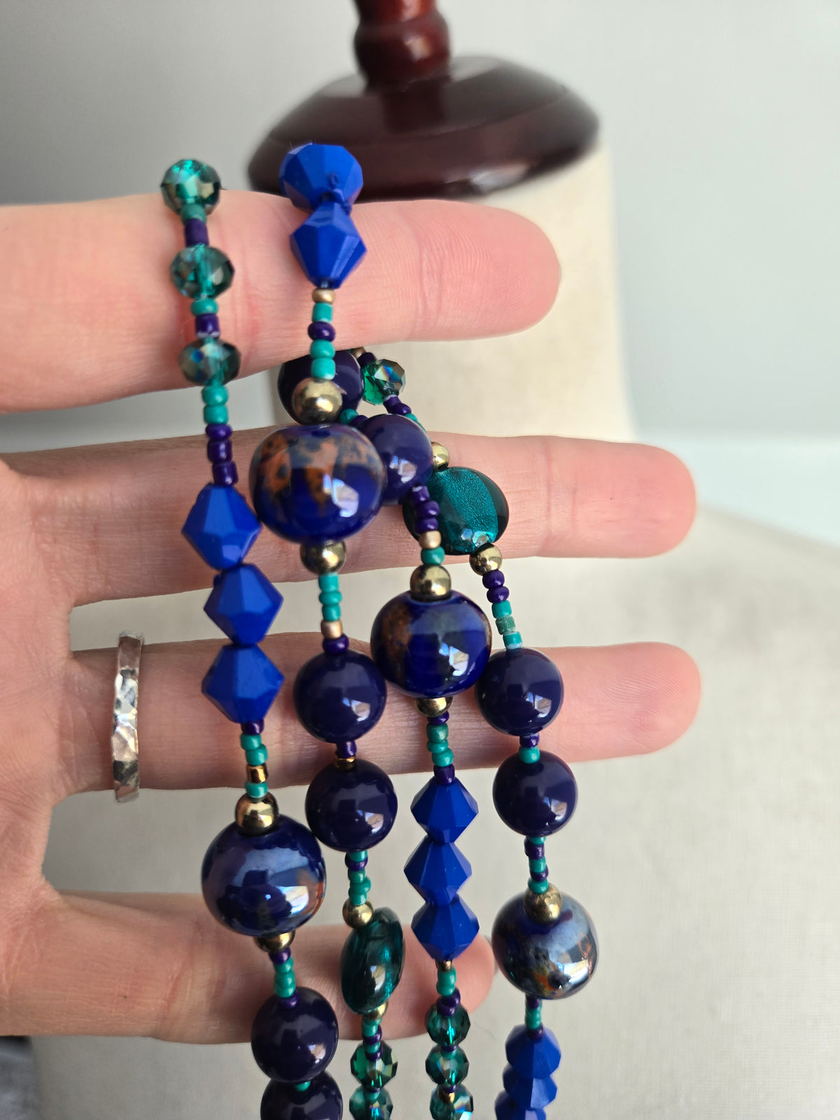 Premier Designs Cobalt Glass Bead Super Long Necklace