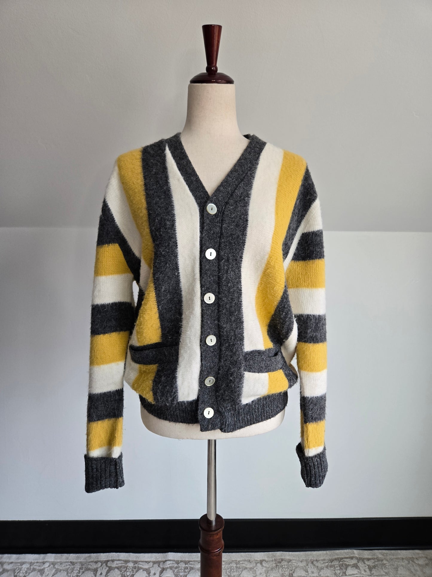 Rare 1960s Campus Luxury Line Pure Orlon Acrylic Striped Cardigan - medium