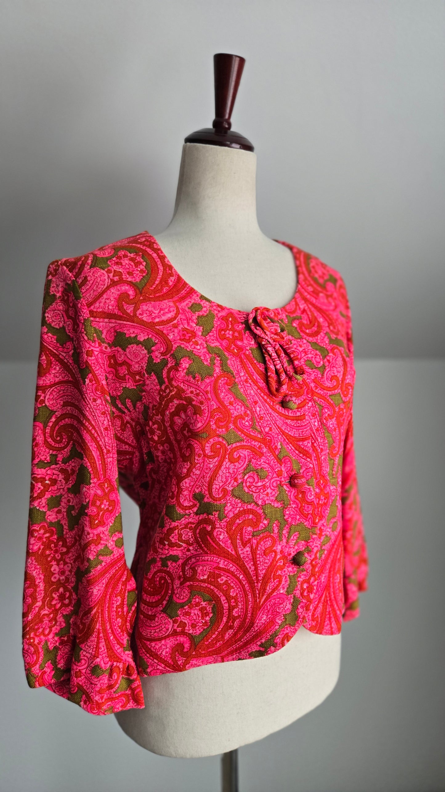 Mara by Romay Vintage 60s Barkcloth Overcoat - Small/Medium