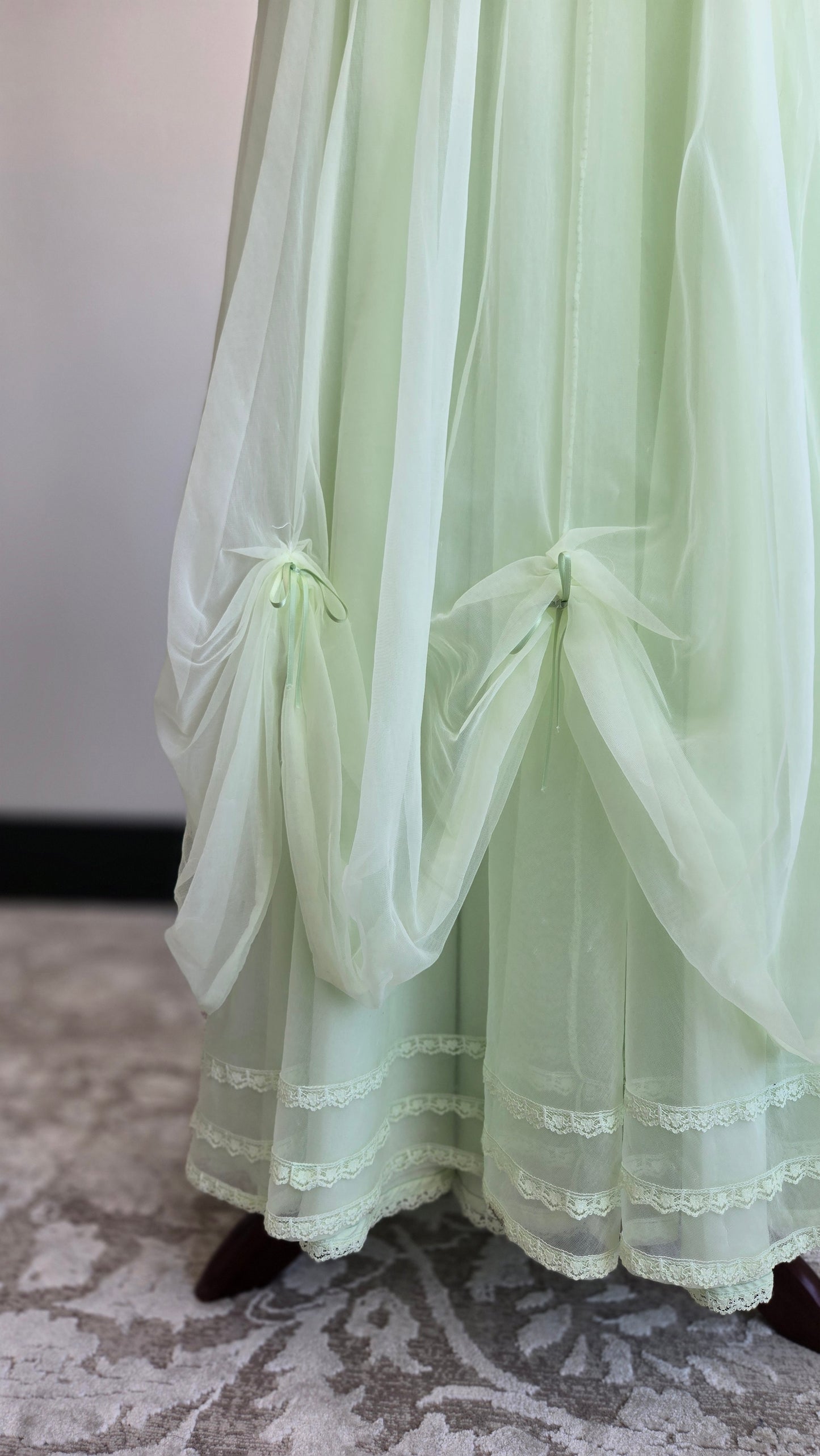 Lime Green Edwardian Style Vintage Formal Dress - small