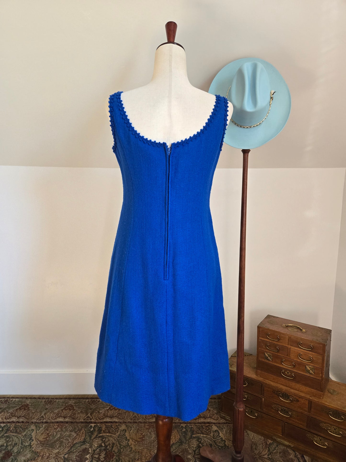 Lanz Original Vintage 70s Little Blue Wool Tank Dress - small/medium