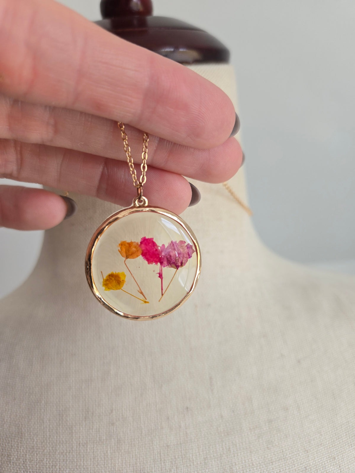 Pressed Flowers Pendant Necklace