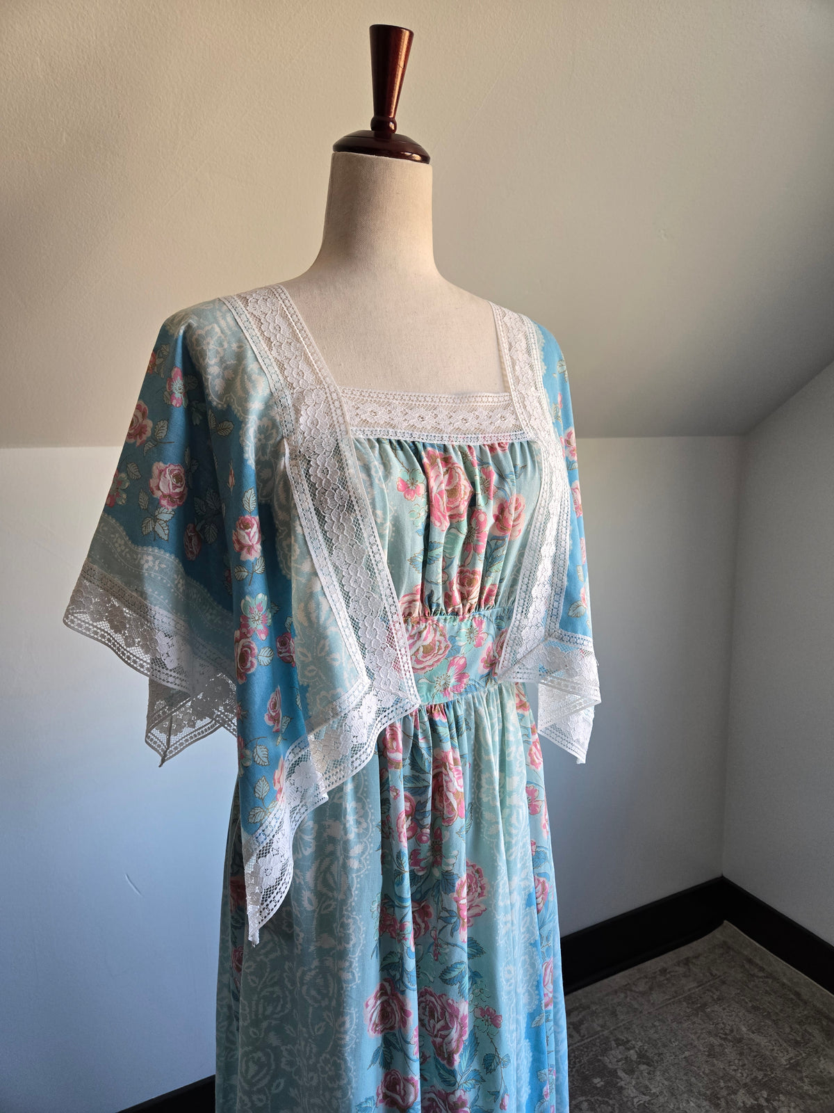 Vintage 70s Sears Cotton Floral Whimsy Dress - medium
