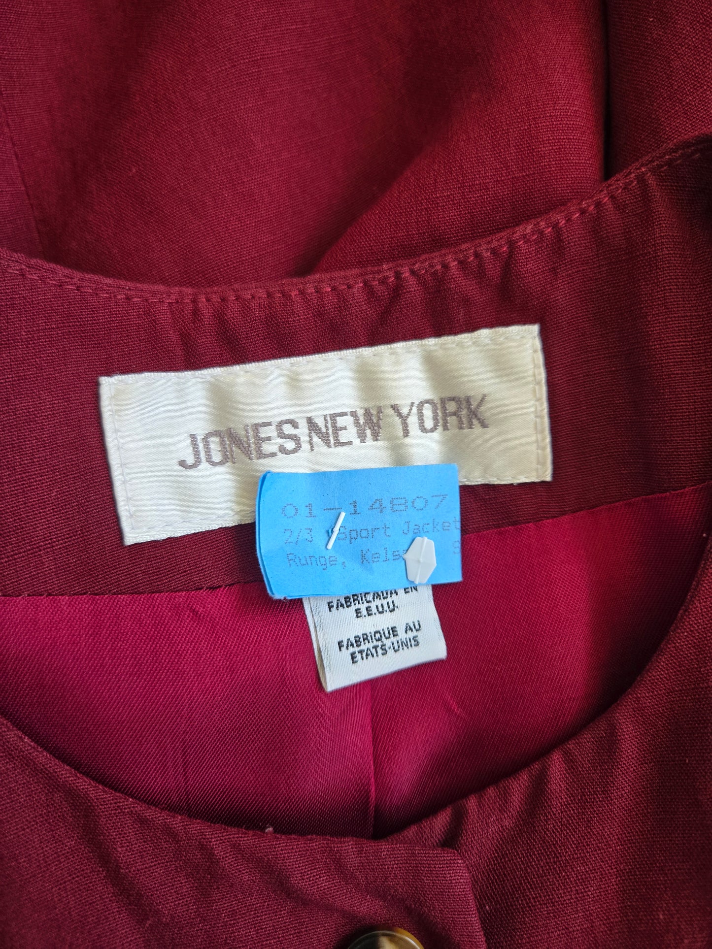 Vintage Jones New York Burgundy Linen Blazer - Size 6