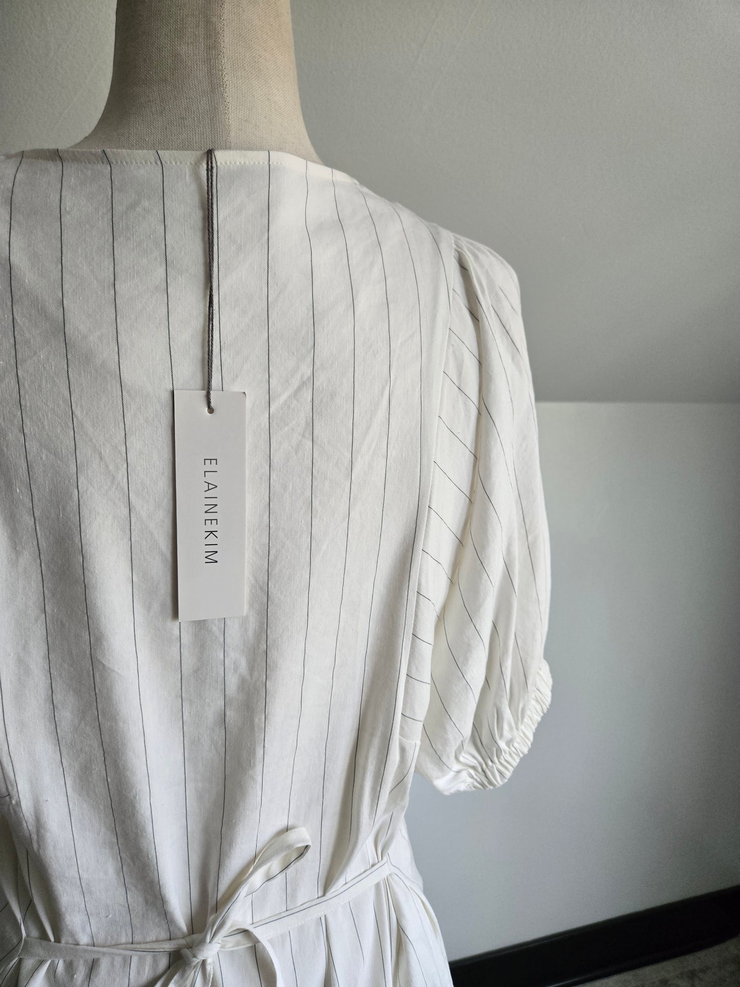 Elaine Kim NWT Linen Blend Pinstripe Dress - Large