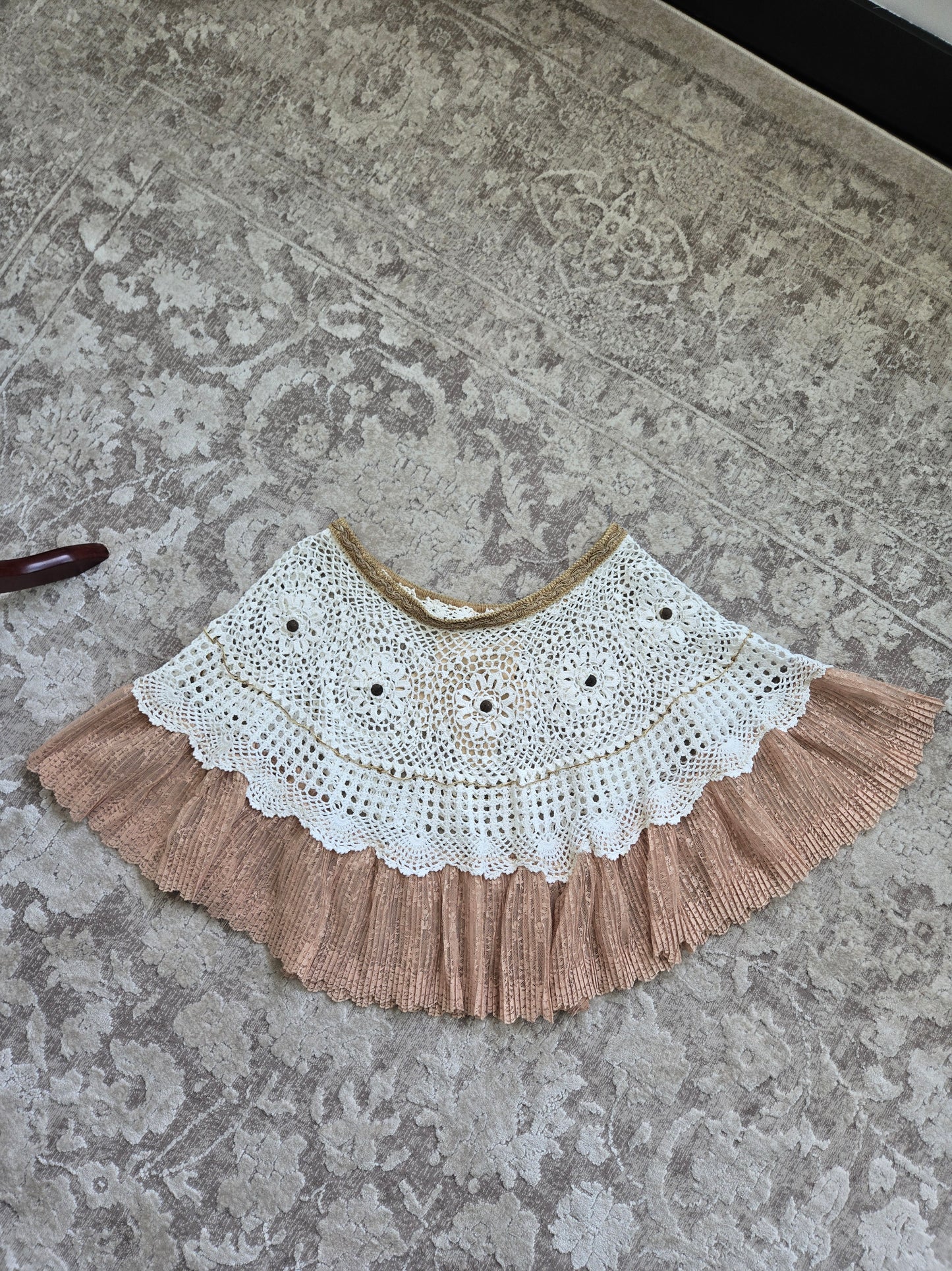 Hand Crafted Lace Capelet made of Vintage Doily - OS