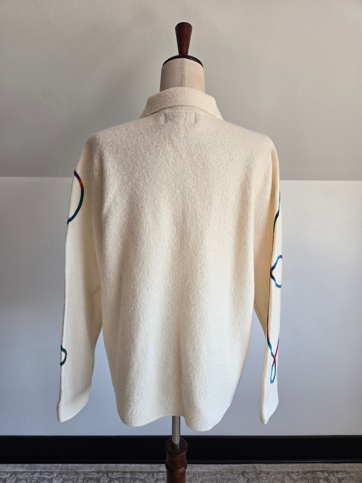 Vintage Sag Harbor Wool Cardigan with Colorful Detail - Large
