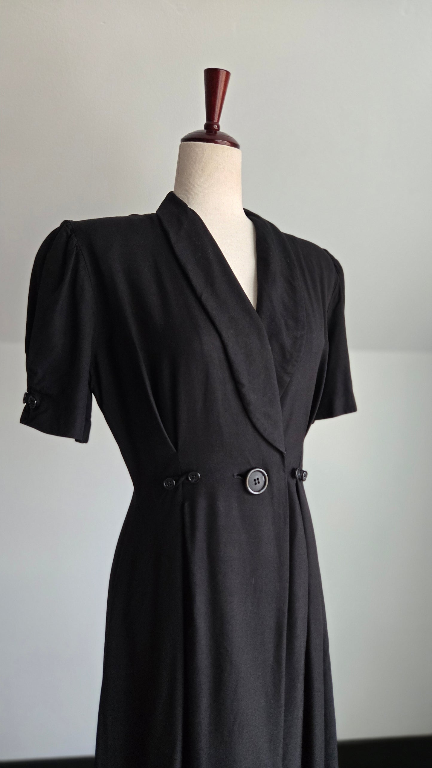 Vintage 80s Llyod Williams Black Rayon/Silk Dress - S/M