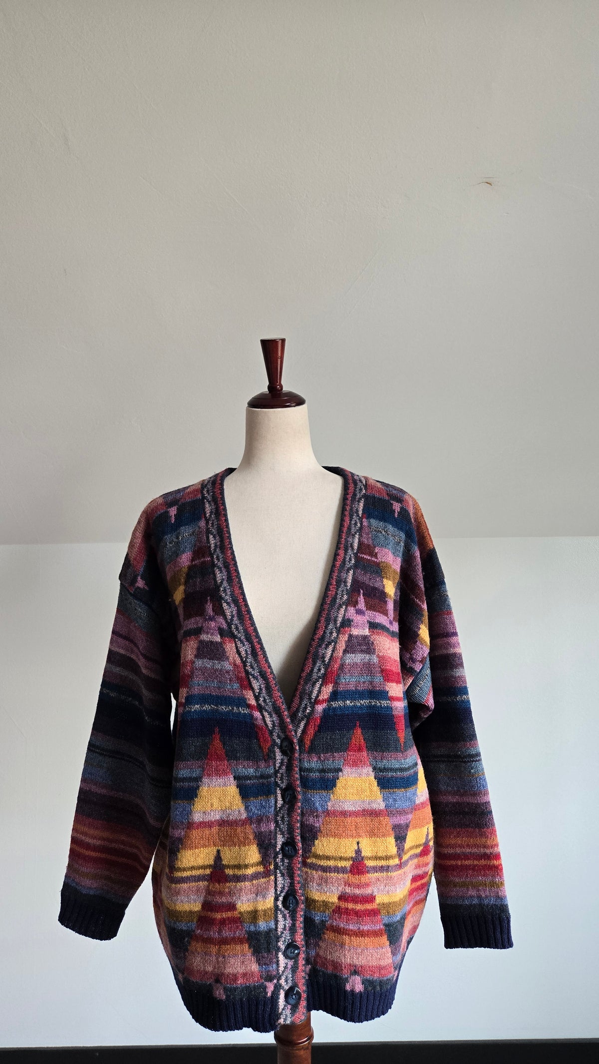 Vintage Eddie Bauer Colorful Patterned Wool Cardigan - L/XL