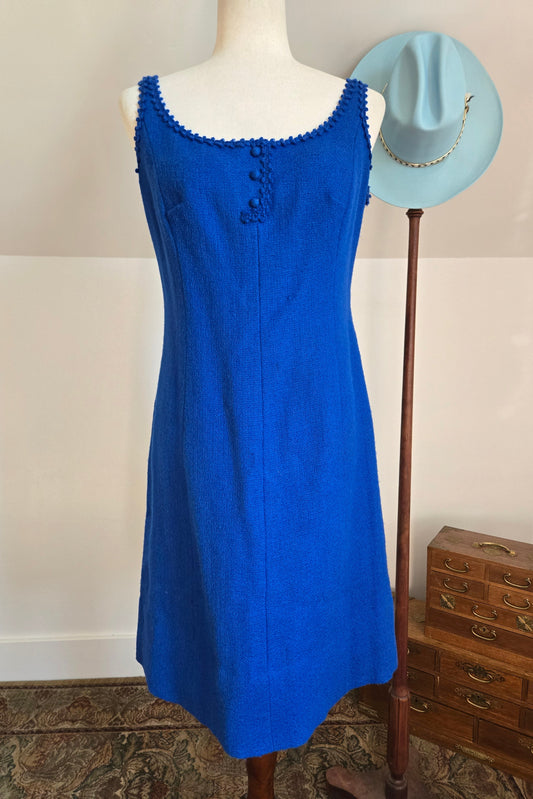 Lanz Original Vintage 70s Little Blue Wool Tank Dress - small/medium