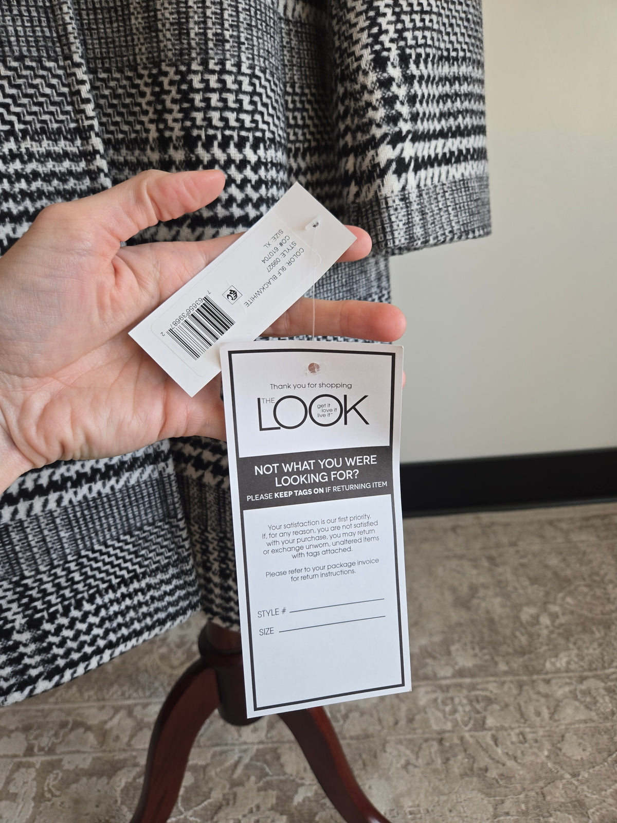 Larry Levine NWT Houndstooth Plaid Peacoat - XL