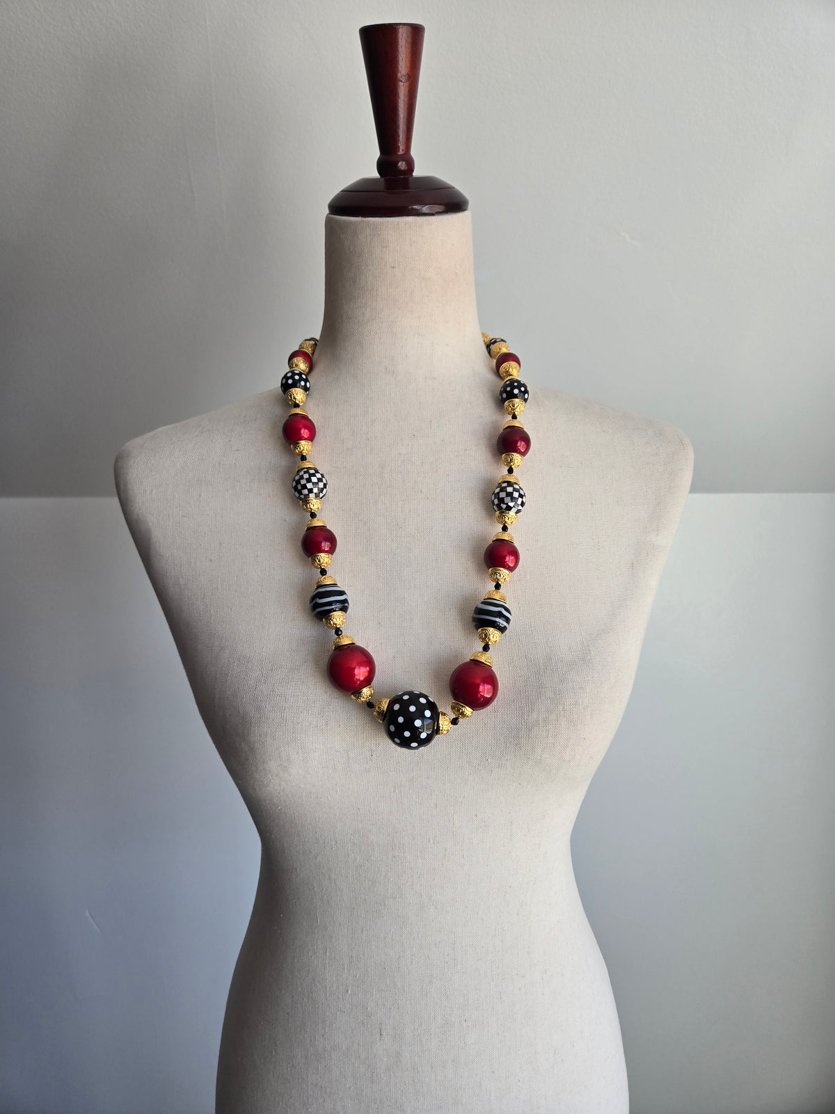 Chunky Checkers and Polka Dots Statement Necklace