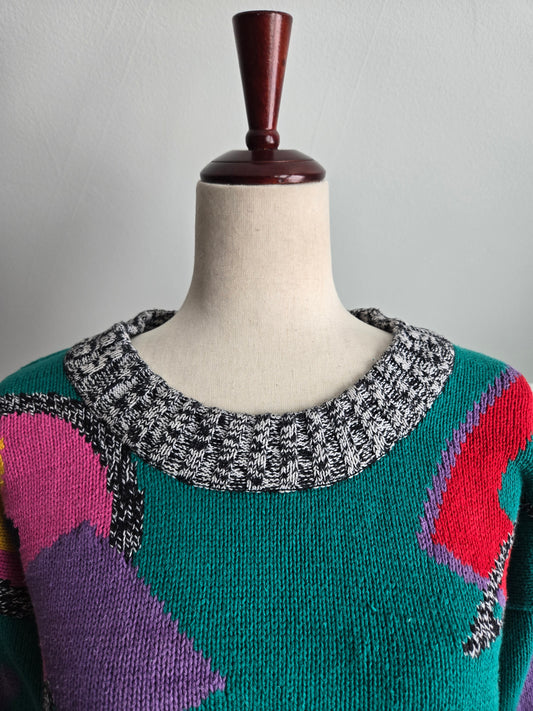 Outlander Vintage 80s Cotton Funky Sweater - large
