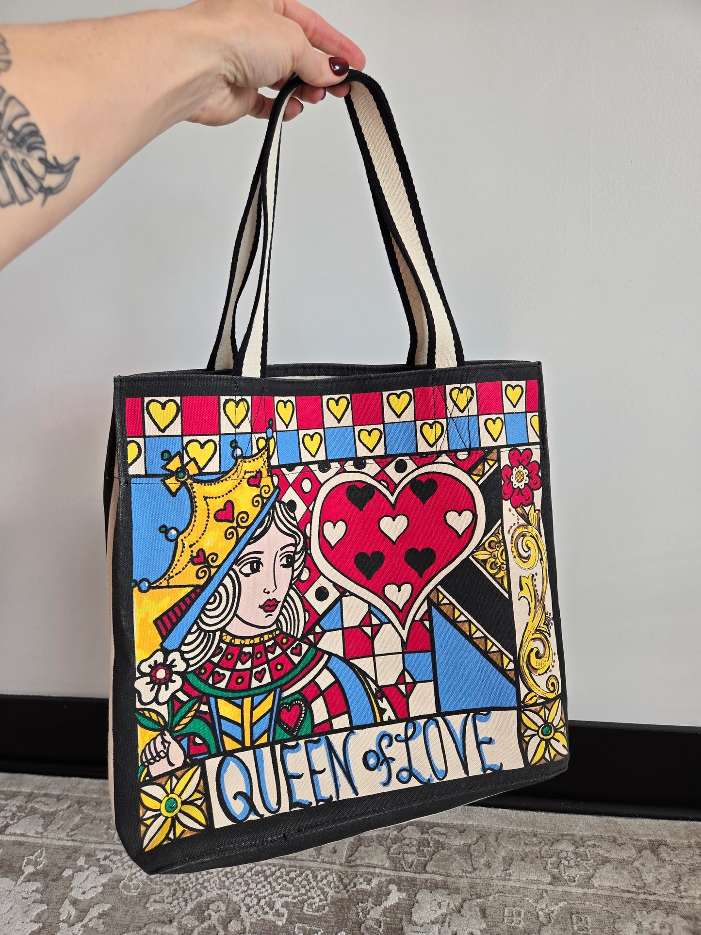 Brighton Queen of Hearts Cotton Canvas Large Tote