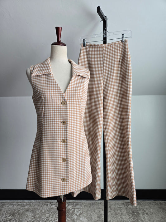 Vintage 60s Hand Made Vest and Pants Two Piece Set - Small