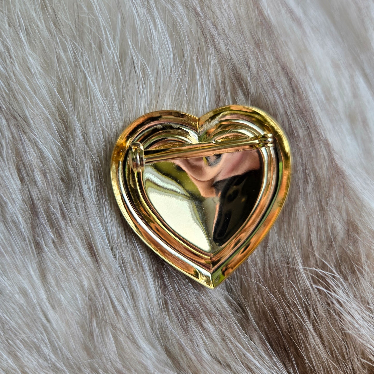 Vintage Gold Tone Rainbow Gem Heart Brooch