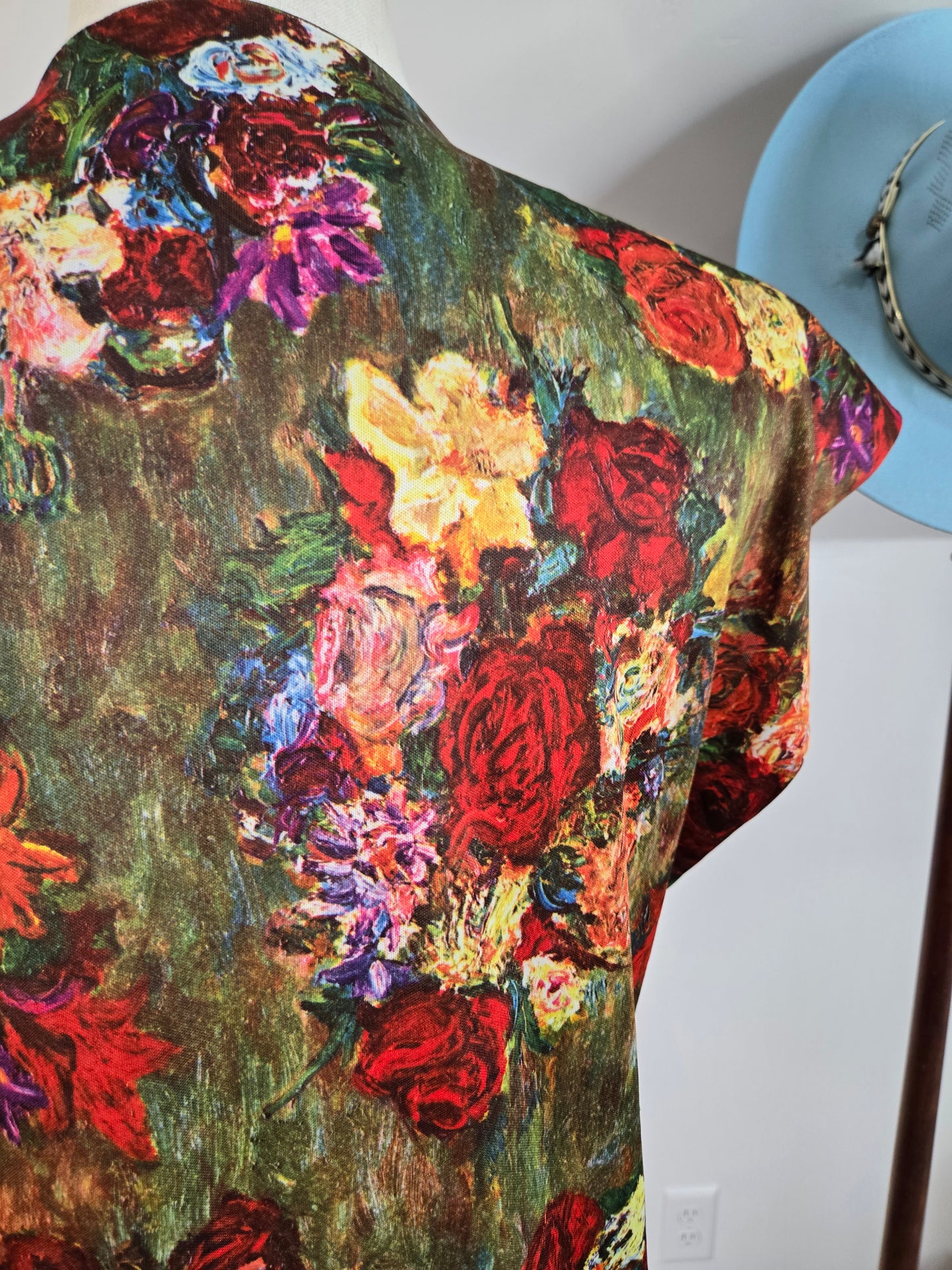 Vintage 70s Romantic Garden Print Sleeveless Top - large