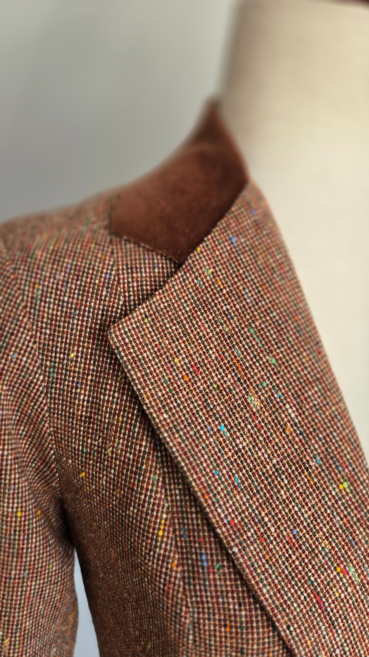 One Main Place Vintage 70s Brown Tweed Blazer - XS/S