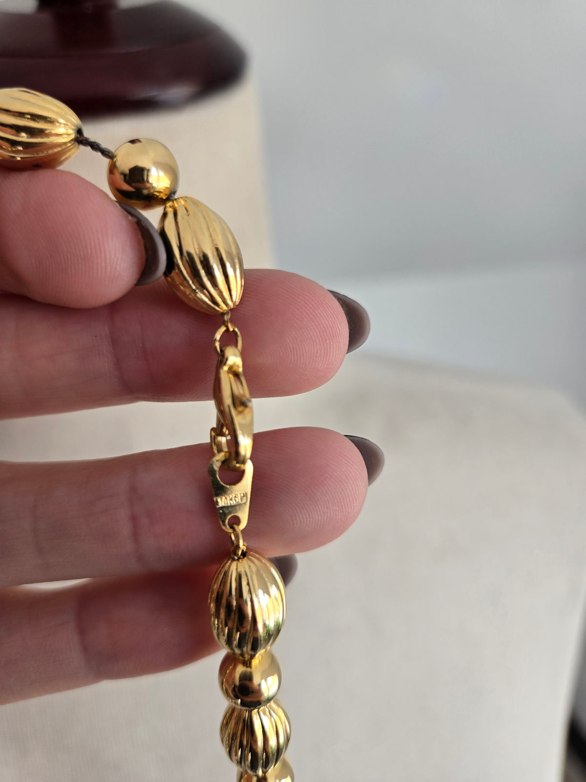 Vintage 14K Gold Plated Graduated Bead Necklace