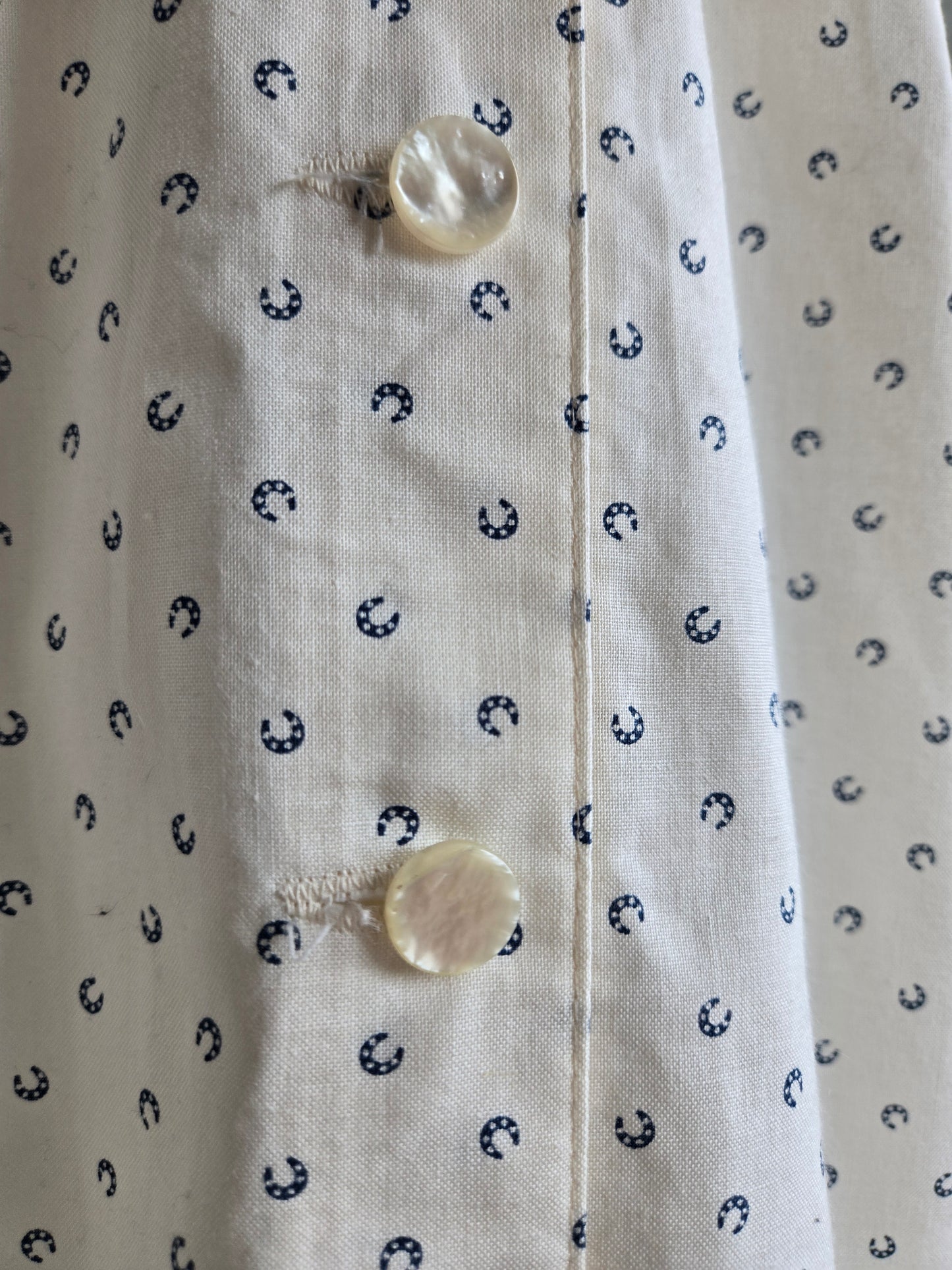 Trego's Westwear Vintage Cotton Dress with Horseshoe Print - Large