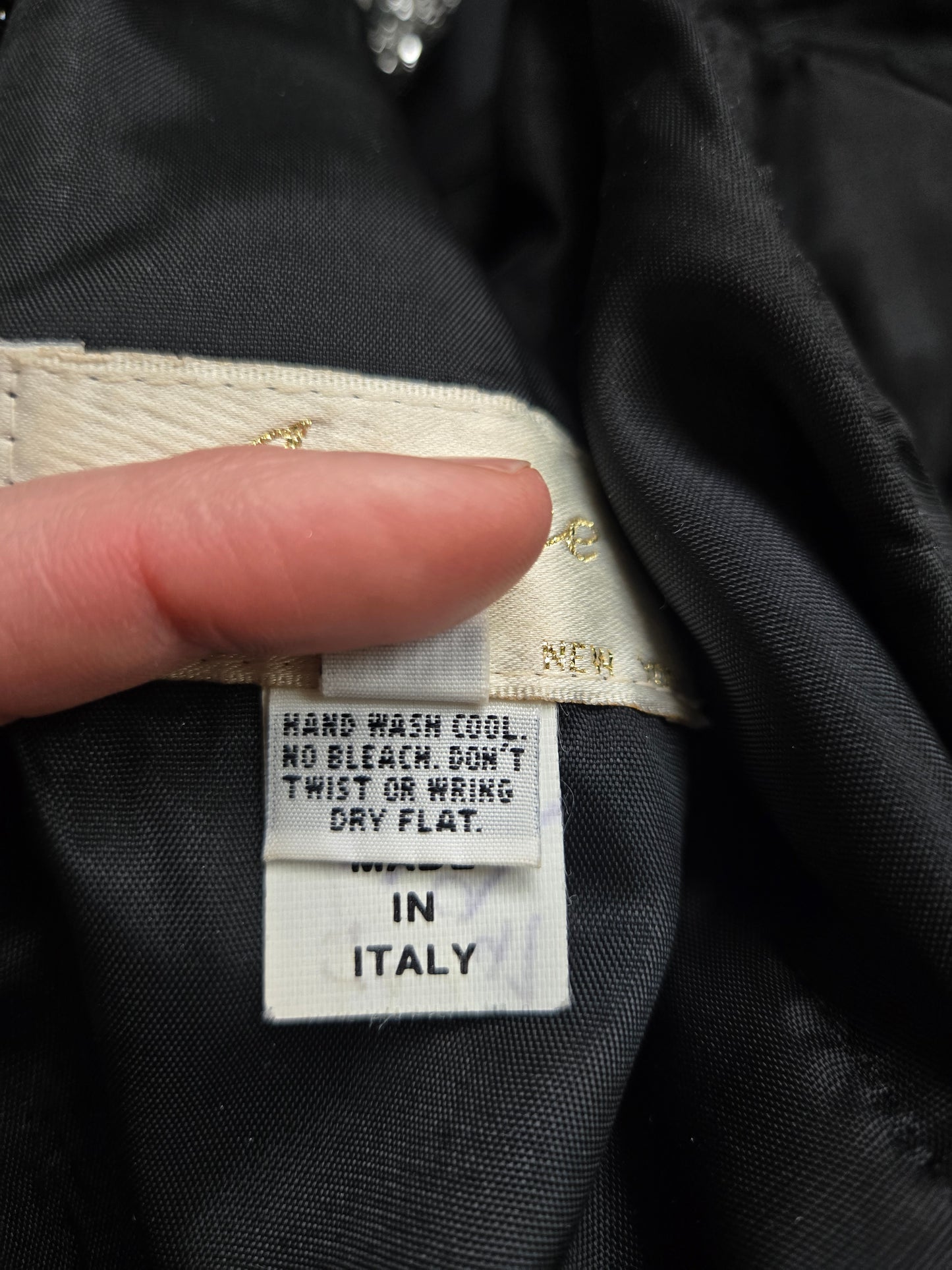 Miss Kansas Estate Black and Silver Janine Asymmetric Hem Dress Made in Italy - XS/S