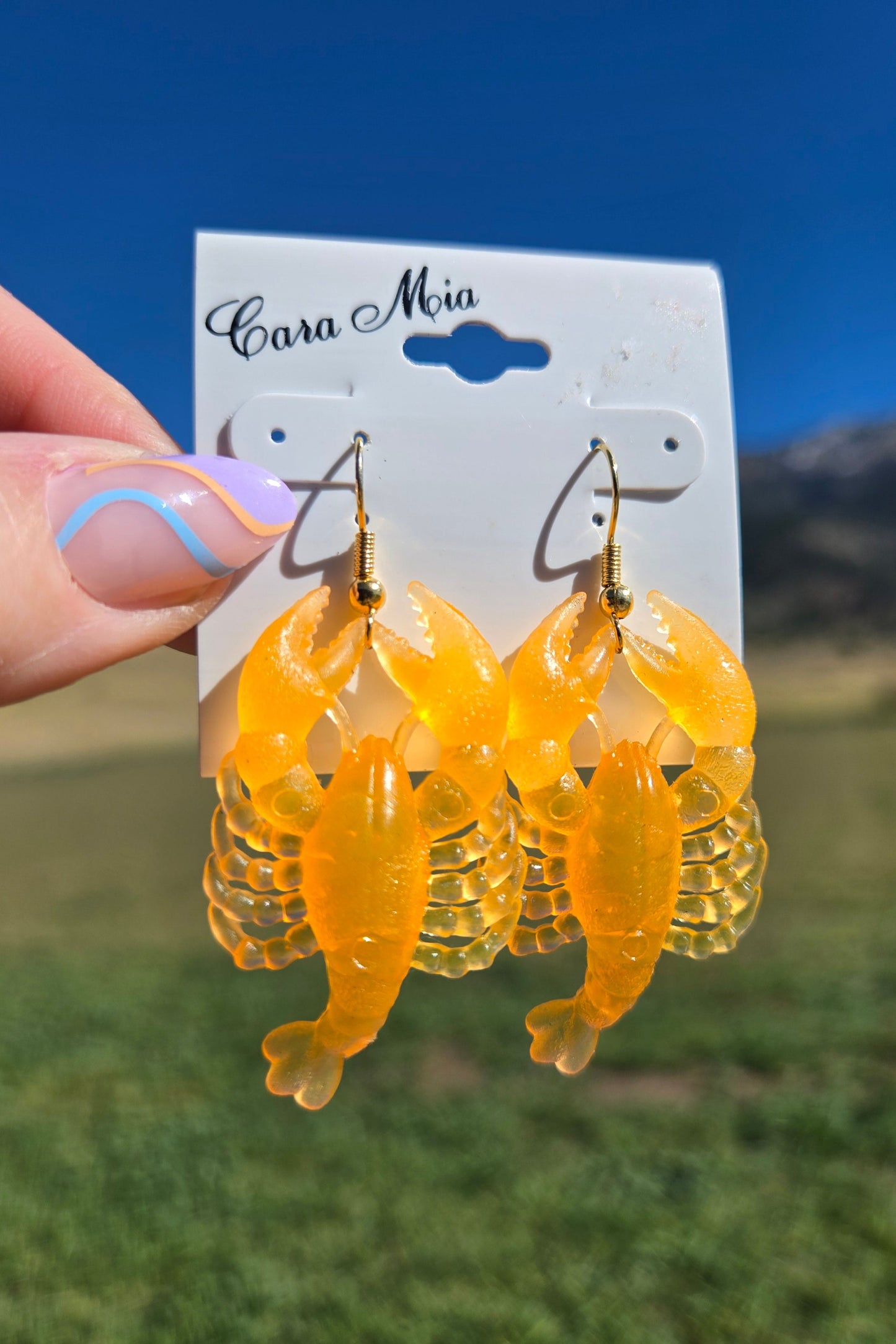 Deadstock Cara Mia Orange Rubber Lobster Earrings