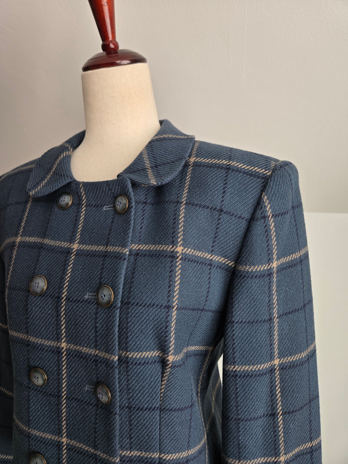 Rena Rowan for Saville Worsted Wool Dusty Blue Cropped Blazer - medium